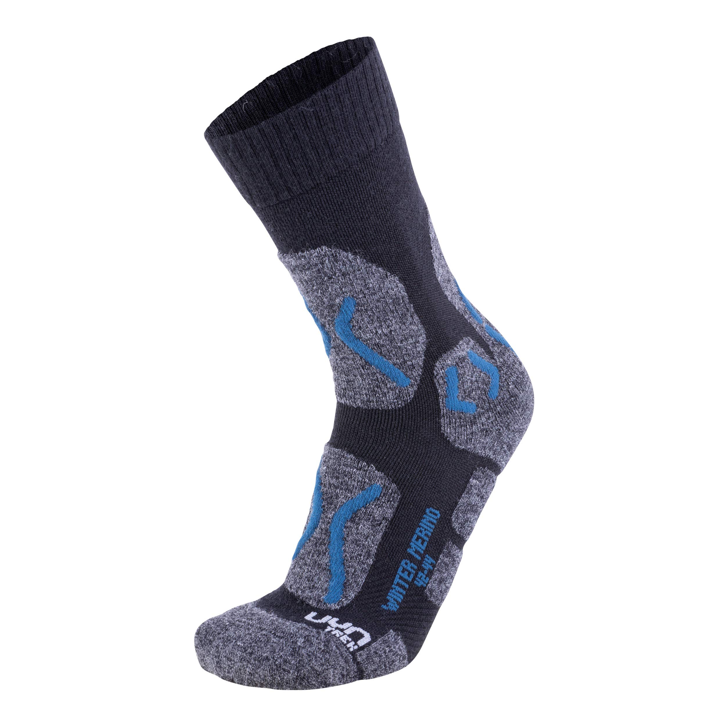 UYN S100050 TREKKING WINTER MERINO Socks Men's Anthracite Melange/Petroleum Blue 38