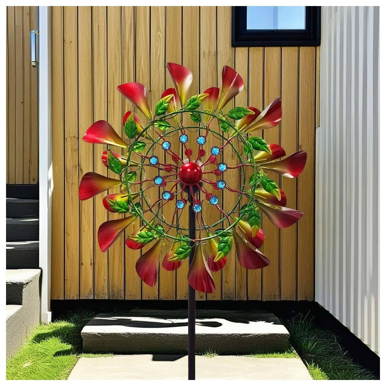 Solarny wiatrak ogrodowy, 210 cm, duża wtyczka ogrodowa, dzwonki wietrzne, oświetlenie LED 3D, odporna na warunki atmosferyczne, dekoracja ogrodowa