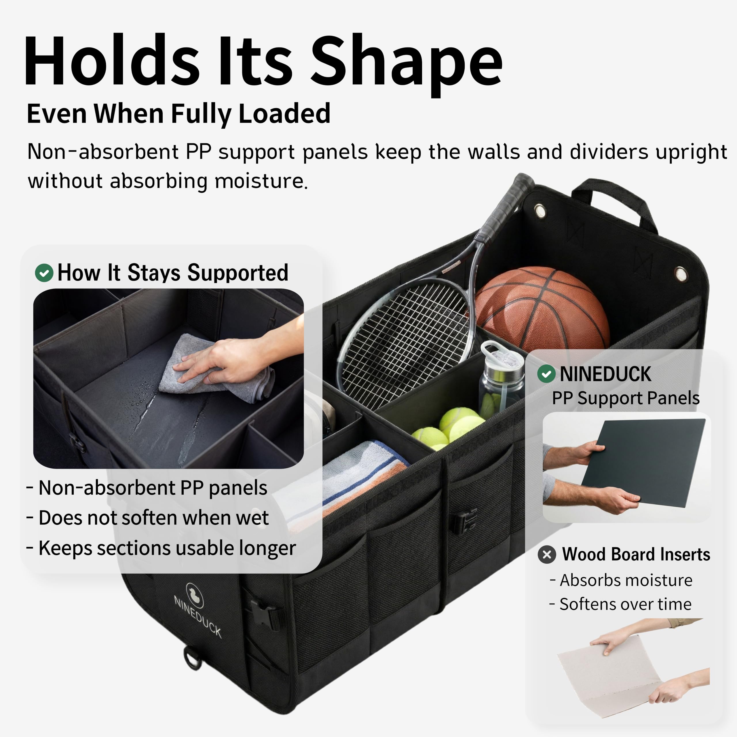 Kofferraum-Organizer mit Deckel – Schwarz Premium Oxford und Ladung Aufbewahrung für Auto, Limousine, SUV, Van, LKW (XL, faltbar)
