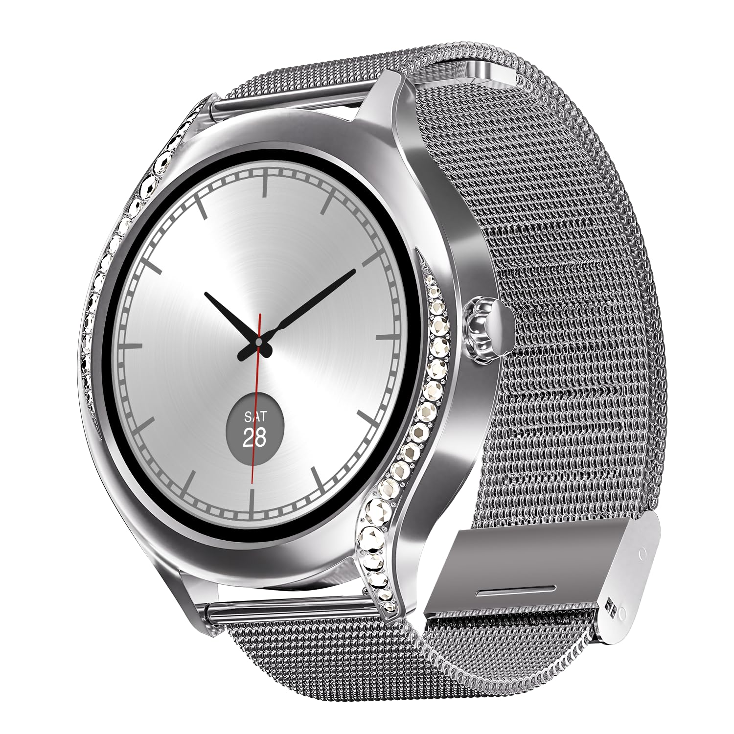boAt Enigma Gem Women's Luxury Smart Watch w/ 1.19” (3.02cm) AMOLED Display, Emergency SOS Live Location Sharing, Watch Face Studio, QR Tray, BT Calling, 700+ Active Mode, HR & SpO2 (Metallic Silver)-image-47