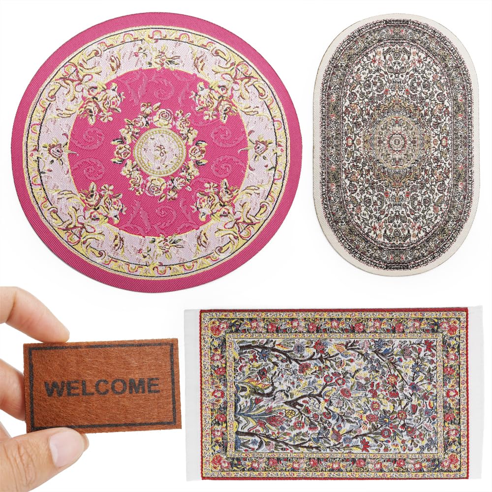 Odoria 1/12 Scale Dollhouse Miniature Rugs Set - 4 Piece Oriental Floral Carpets For Living Room, Kitchen - View #6
