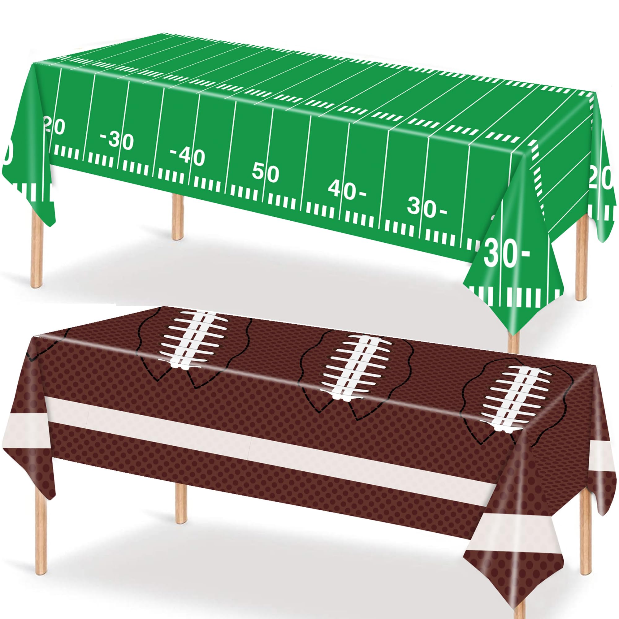 Football Party Tablecloth, Disposable Football Table Cover 54" x 108" (2-Pack) – Fun Touchdown Party Decorations for Birthday, Tailgate & Game Day