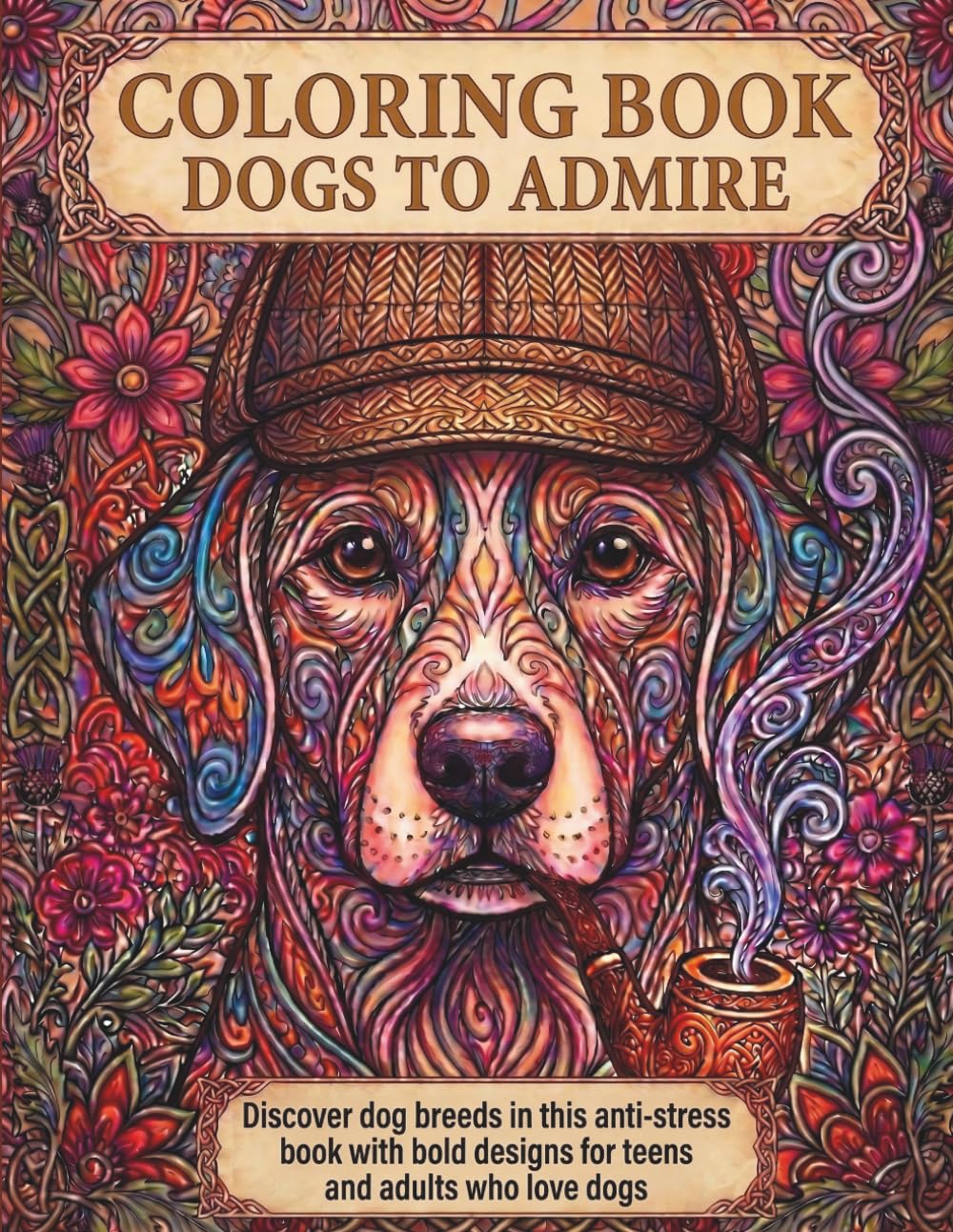Coloring Book: Dogs to Admire: Discover dog breeds in this stress-relief book with bold designs for dog-loving teens and adults.
