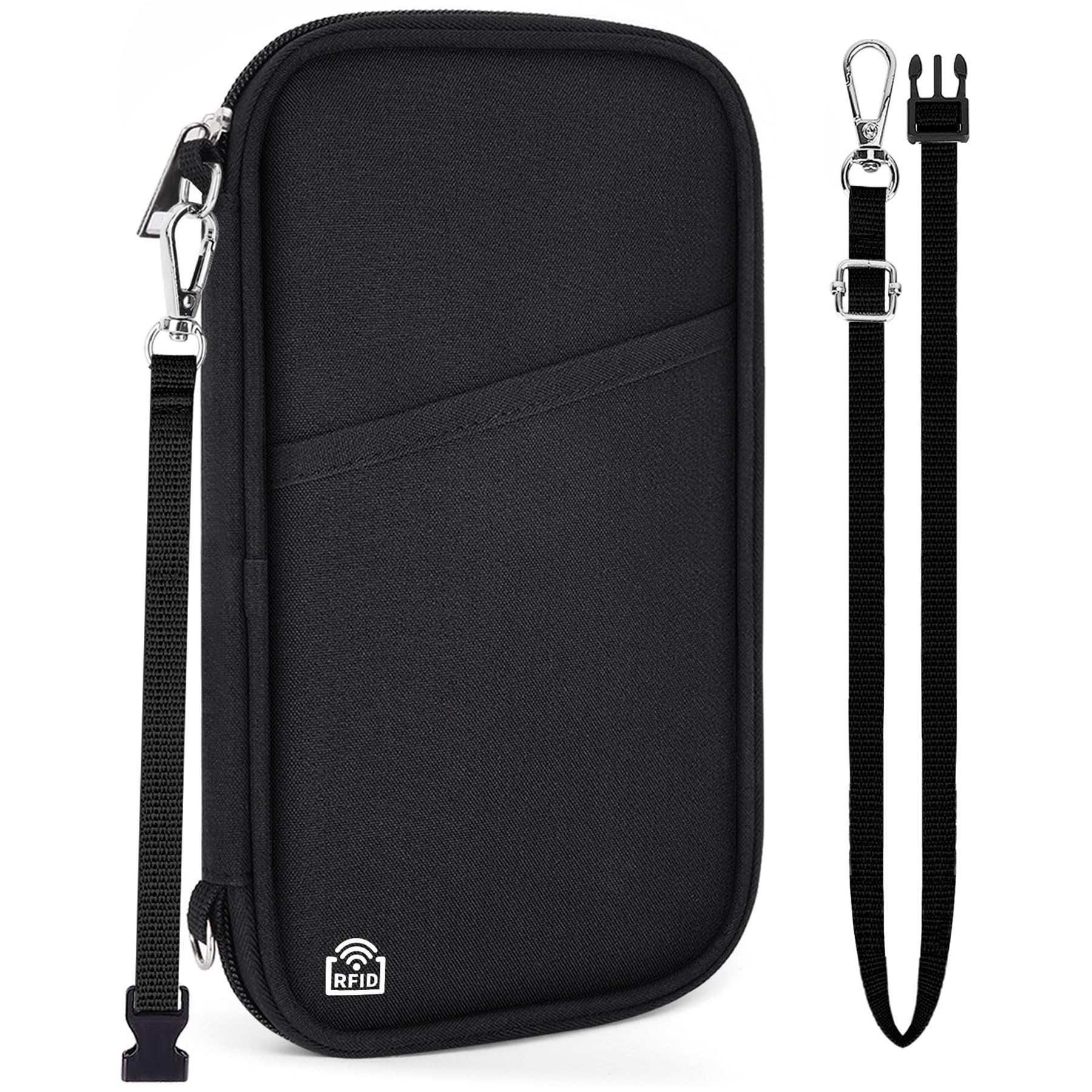 Family Passport Holder for Travel RFID Blocking Travel Document Organizer with Flexible Carrying Style Portable Passport Wallet and