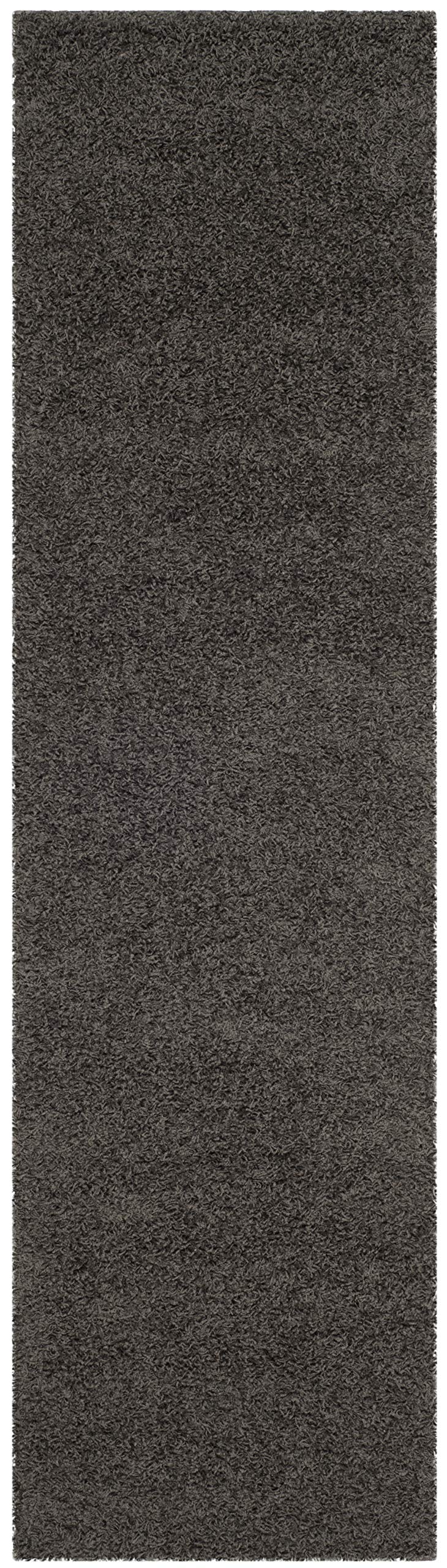 SAFAVIEH Athens Shag Collection Runner Rug - 2'3" x 8', Dark Grey, Non-Shedding & Easy to Clean, Ideal for Ideal for Living Room, Hallway, Foyer,