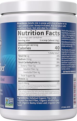 Miniatura 5 de Garden of Life Mezcla de desintoxicación en polvo de fibra orgánica sin sabor con chía, alfalfa y cebada para limpieza a base de hierbas, apoyo para