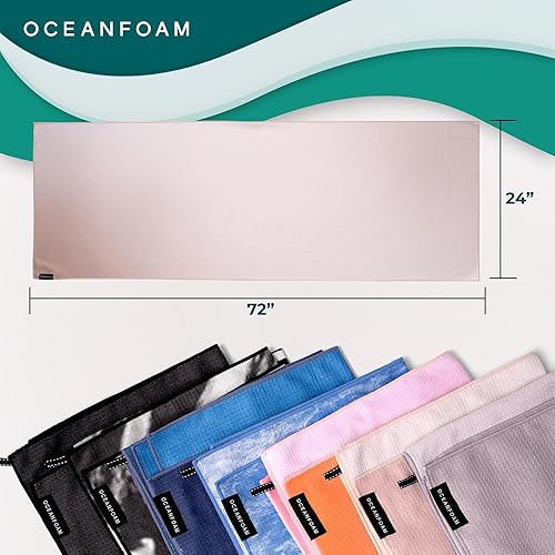 Miniatura 7 de Oceanfoam Toalla de playa ligera, absorbente, de secado rápido, resistente a la arena, antideslizante, ideal para entrenamientos, yoga, pilates,