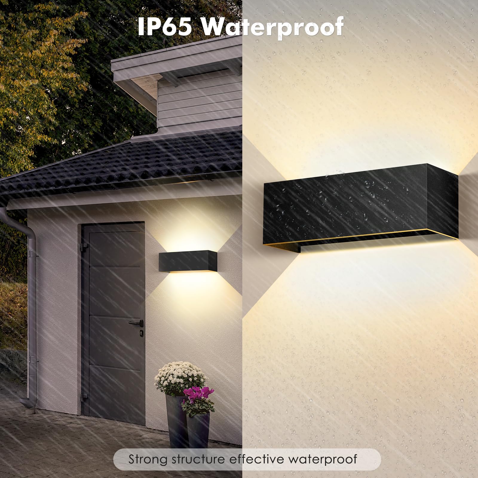 2 Pezzi 36W Applique da Parete Esterno/Interno 3000K Bianco Caldo Applique Esterno Angolo del Fascio Regolabile Moderno Lampade da Parete IP65 Impermeabile Nero Aapplique da Esterno