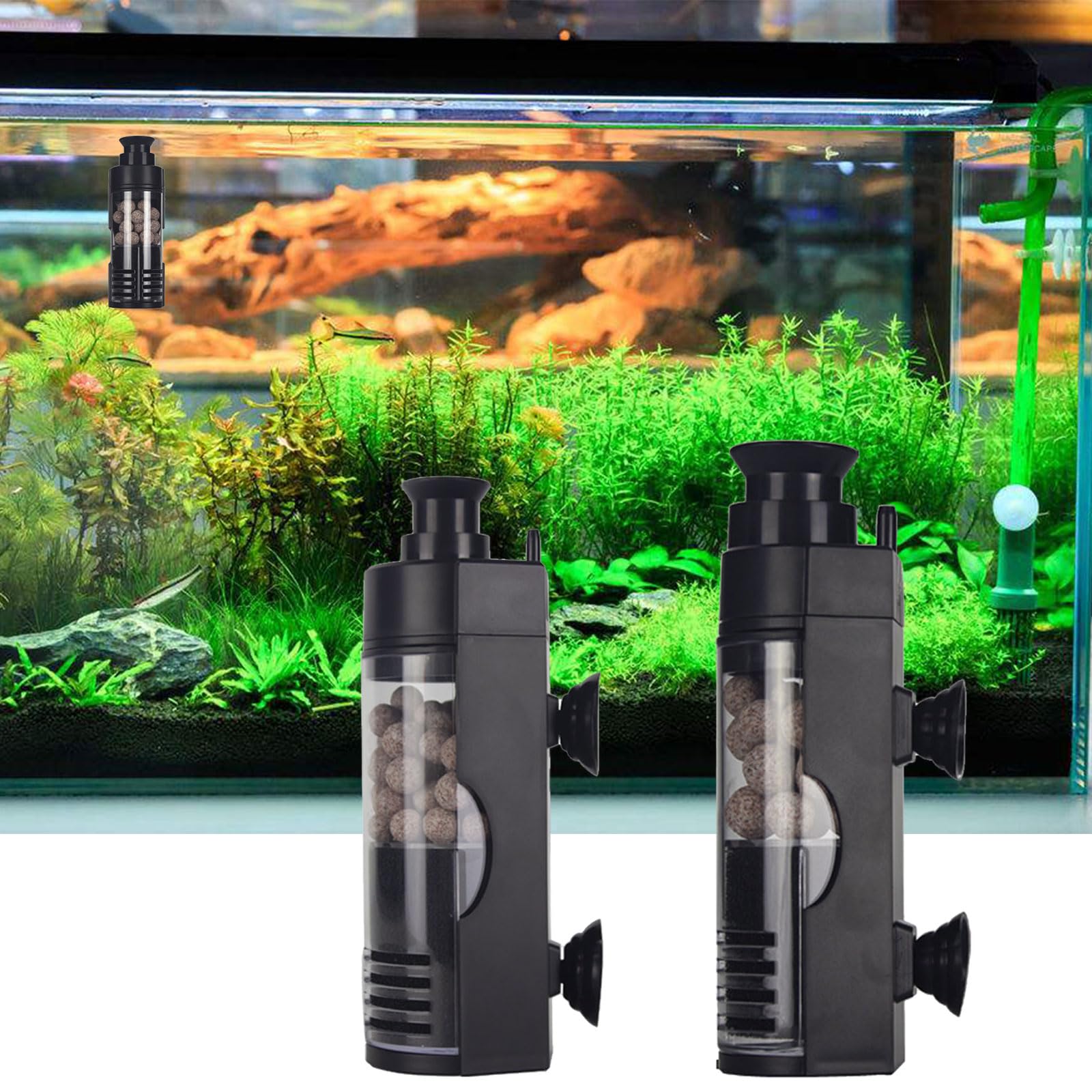 GRABAGECAN Fish Waterfall Filter Aquarium Internal Water Purifying Wall Mounted Small Circulate Filter Quiet for Home