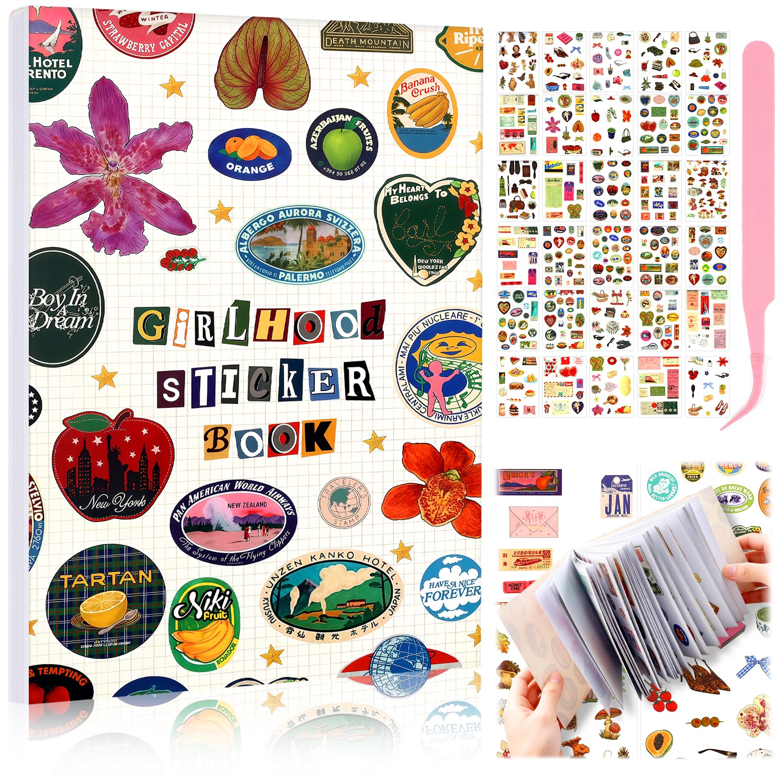 1100Pcs Japanese Sticker Book for Journaling Adult, Cute Scrapbook Stickers