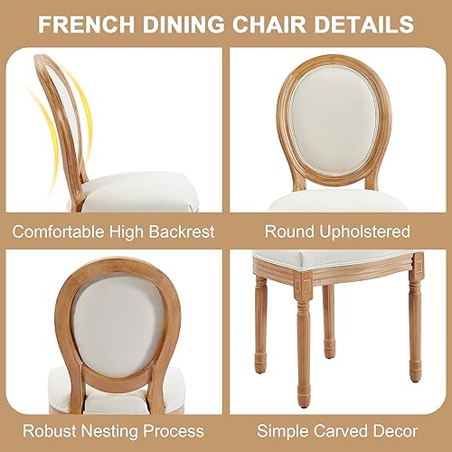 Miniatura 42 de Kiztir Juego de 2 sillas de comedor de ratán, sillas de comedor francesas de mediados de siglo, sillas de comedor de granja con respaldo alto para