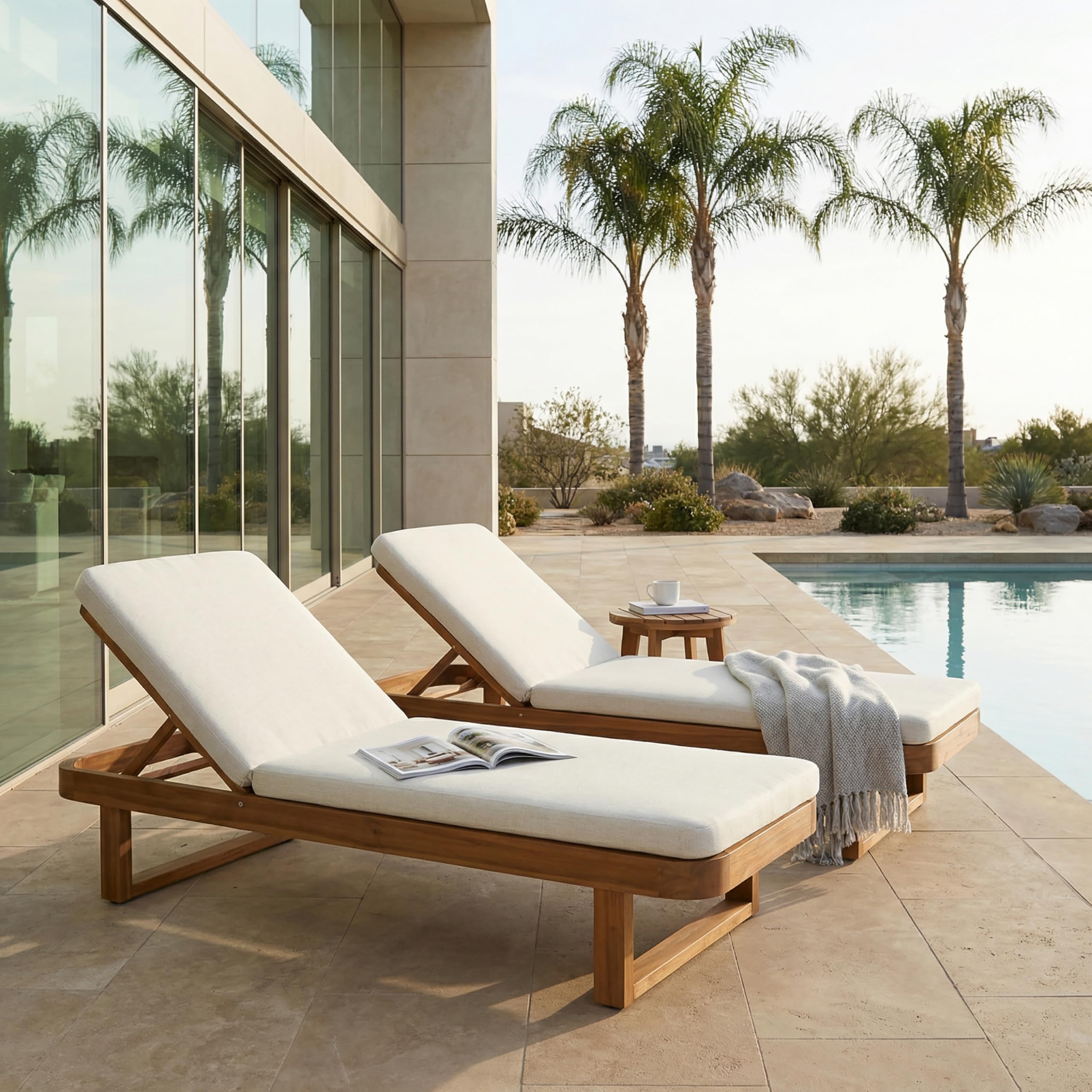 View 1 of ***ONLY 1 CHAIR INCLUDED**MISSING PARTS****Christopher Knight Home Milos Acacia Wood Chaise Lounge Chair Outdoor , Wooden Sunbathing Pool Lounger, Patio Outdoor Chaise Lounge with Cushions, Adjustable Backrest Lounge Sofa, Sand+Teak***ONLY 1 CHAIR INCLUDE