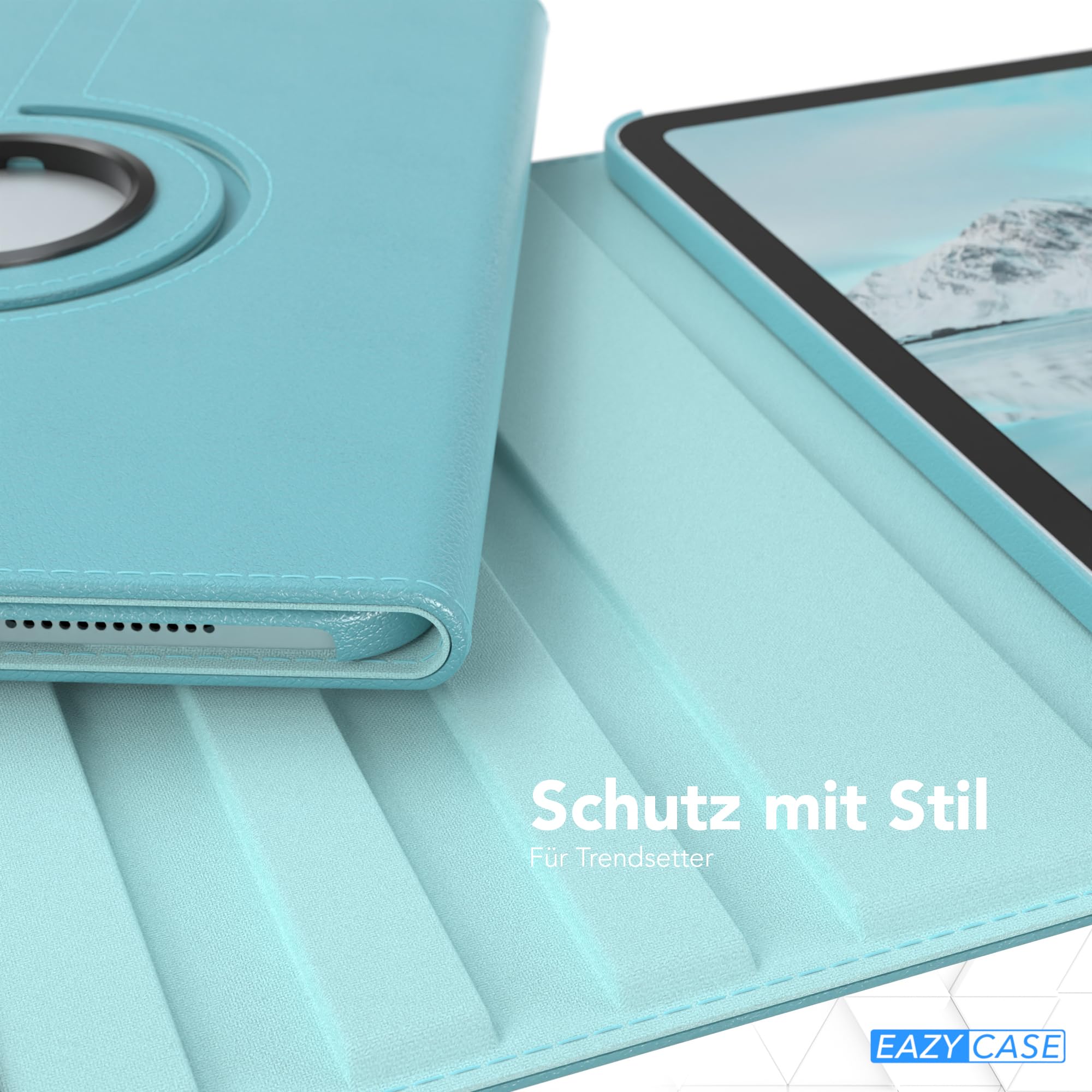 EAZY CASE - Funda Para IPad 10,9" 10. Gen Protectora Tablet Smart Cover Soporte Giratorio Estuche Plegable 360° Rotativo Con Función Atril Cuero Sintético Blanco