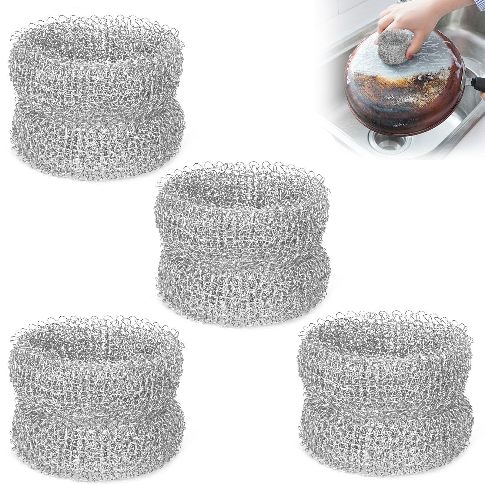 Juego de 4 anillos antical de acero inoxidable, reutilizables, aptos para la limpieza de hervidores y teteras