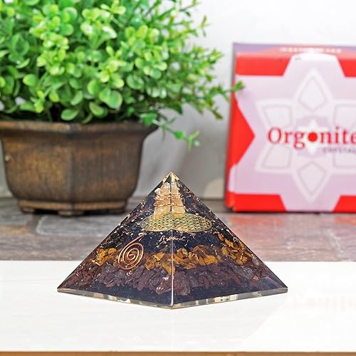 Miniatura 18 de Orgonite Crystal Orgone Pyramid for Triple Health Protection with Black Tourmaline, Citrine and Rose Quartz – Positive Energy Generator for Healing