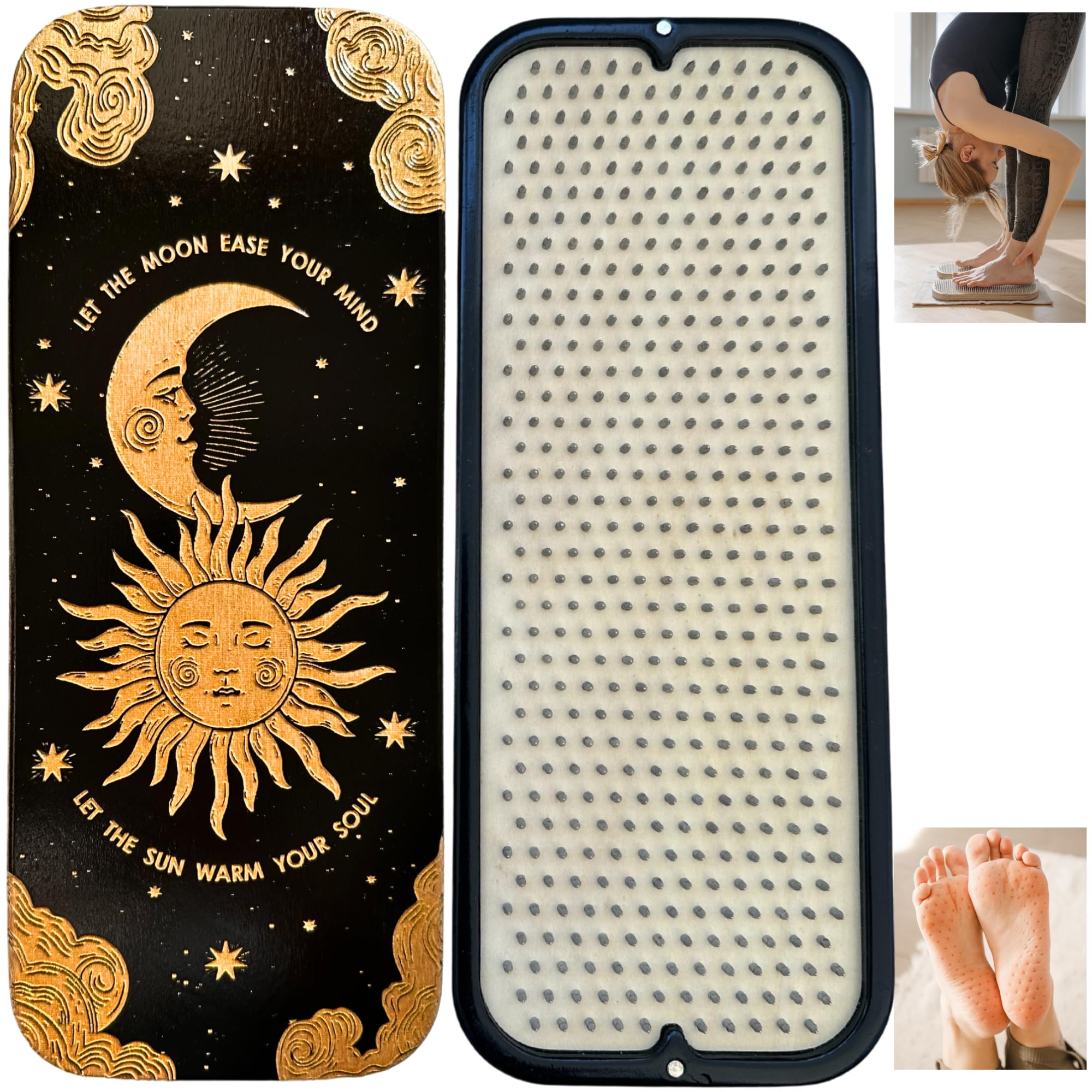 TENGRY Sadhu Board, Specially Crafted Aluminum & Copper Nails, Light Nail Board, 0.31 IN (8 mm), Beginners, Hexagon, Slim Sadhu Wood Board for Standing on Nails, Acupuncture Foot Massage, Yoga Gift