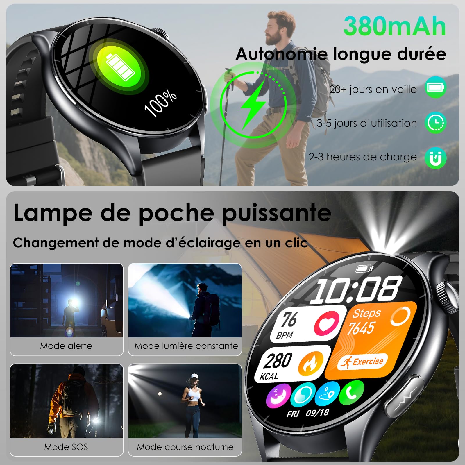 2026 Montre Connectée Homme avec ECG/HRV/Tension Artérielle/Sport/Sommeil | Smartwatch Santé avec Emotions/Fatigue, 1,56" AMOLED,24H Fréquence Cardiaque/SPO2/Température Corporelle,Appel Bluetooth/SOS