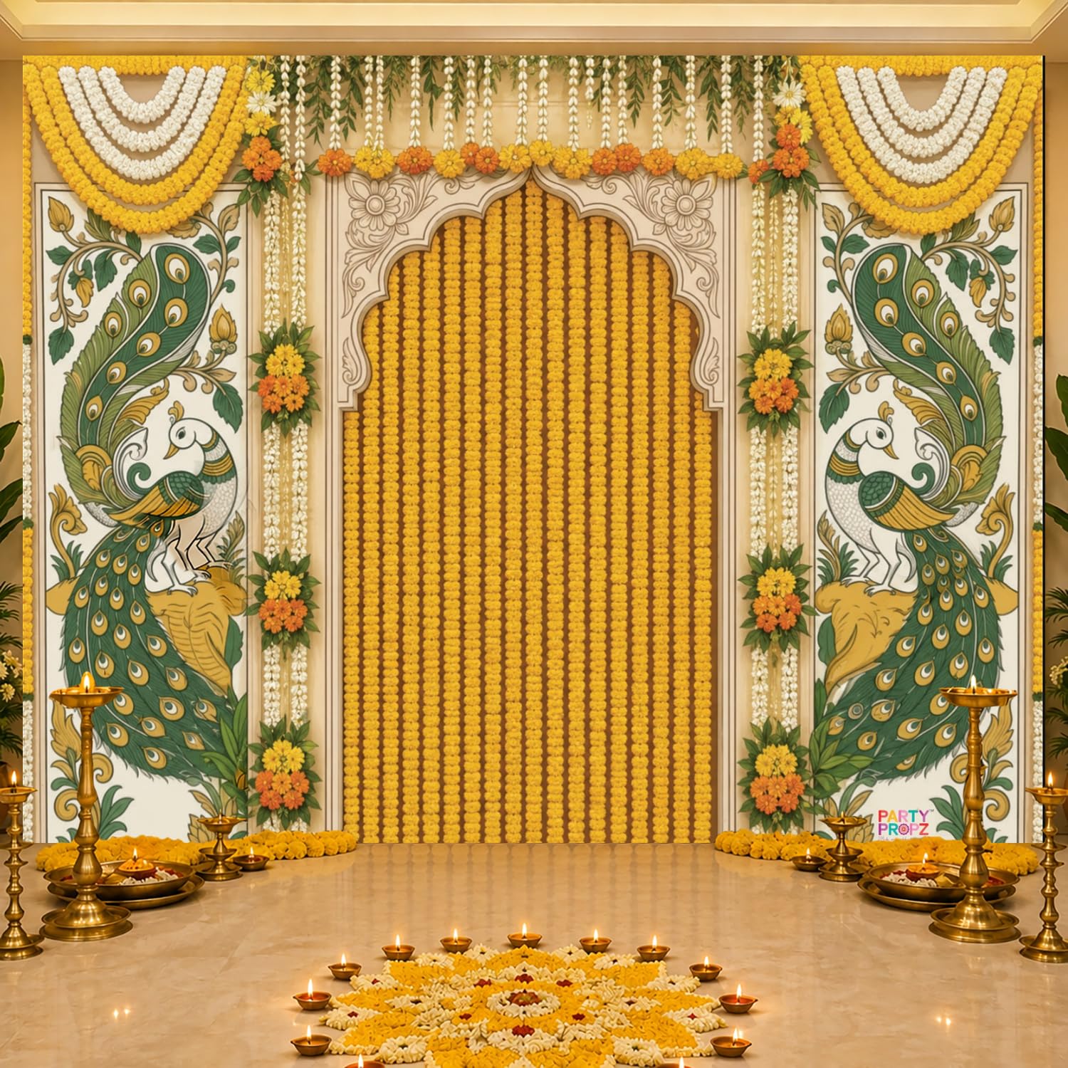 Party Propzs Backdrop for Ganapati Decoration Items for Home- 2 Pcs, Varalakshmi Decorations, Backdrop Cloth for Decoration Pooja, Janmashtami Decorations Items, Printed Backdrops for Pooja-image-31