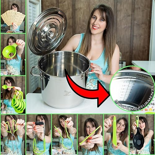 Miniatura 4 de Supa Ant Olla de baño de agua de acero inoxidable de 20 cuartos de galón con suministros de conserva, kit de iniciación  Cucharón de enlatado de