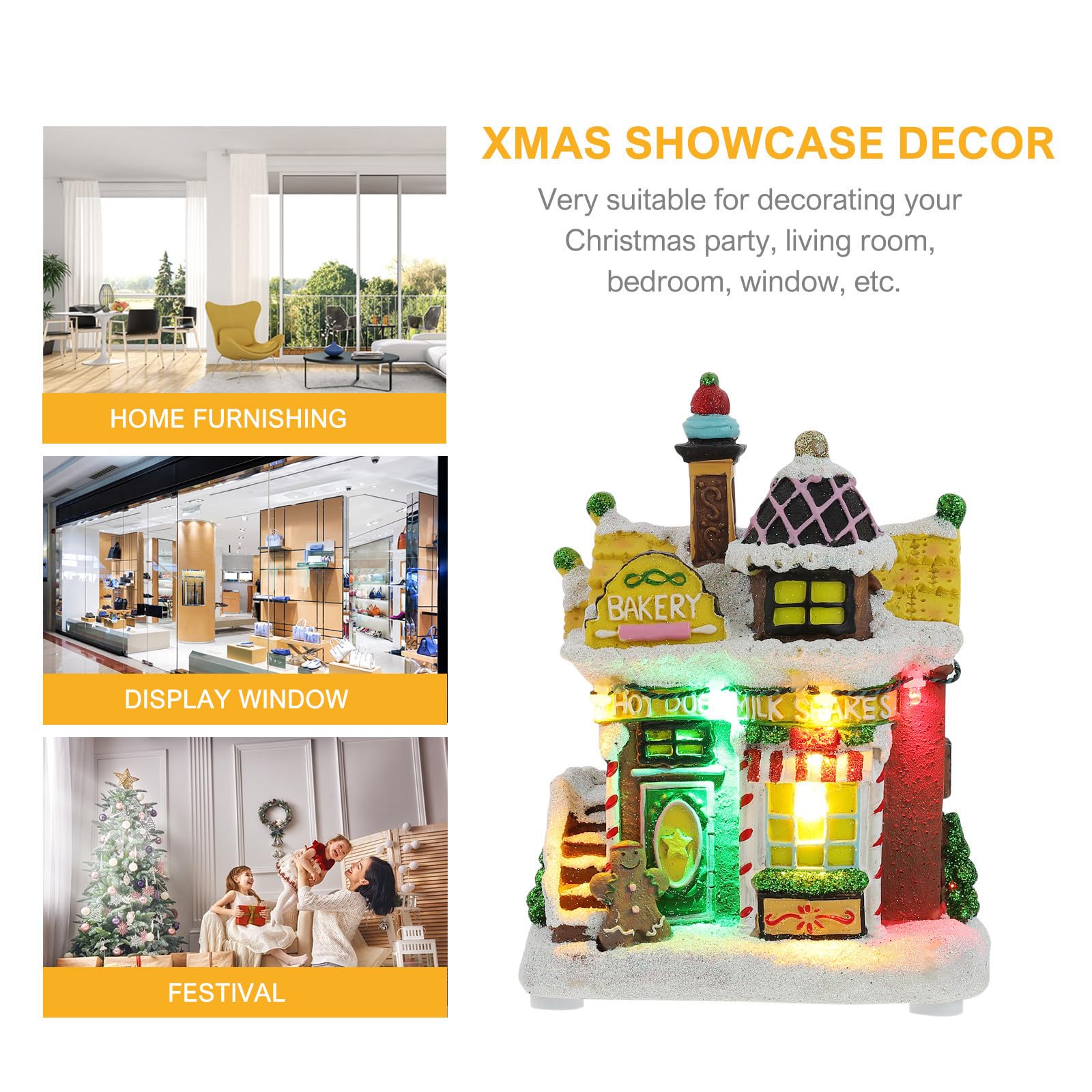 VANZACK Casa Luminosa Natalizia in Resina LED per Decorazione
