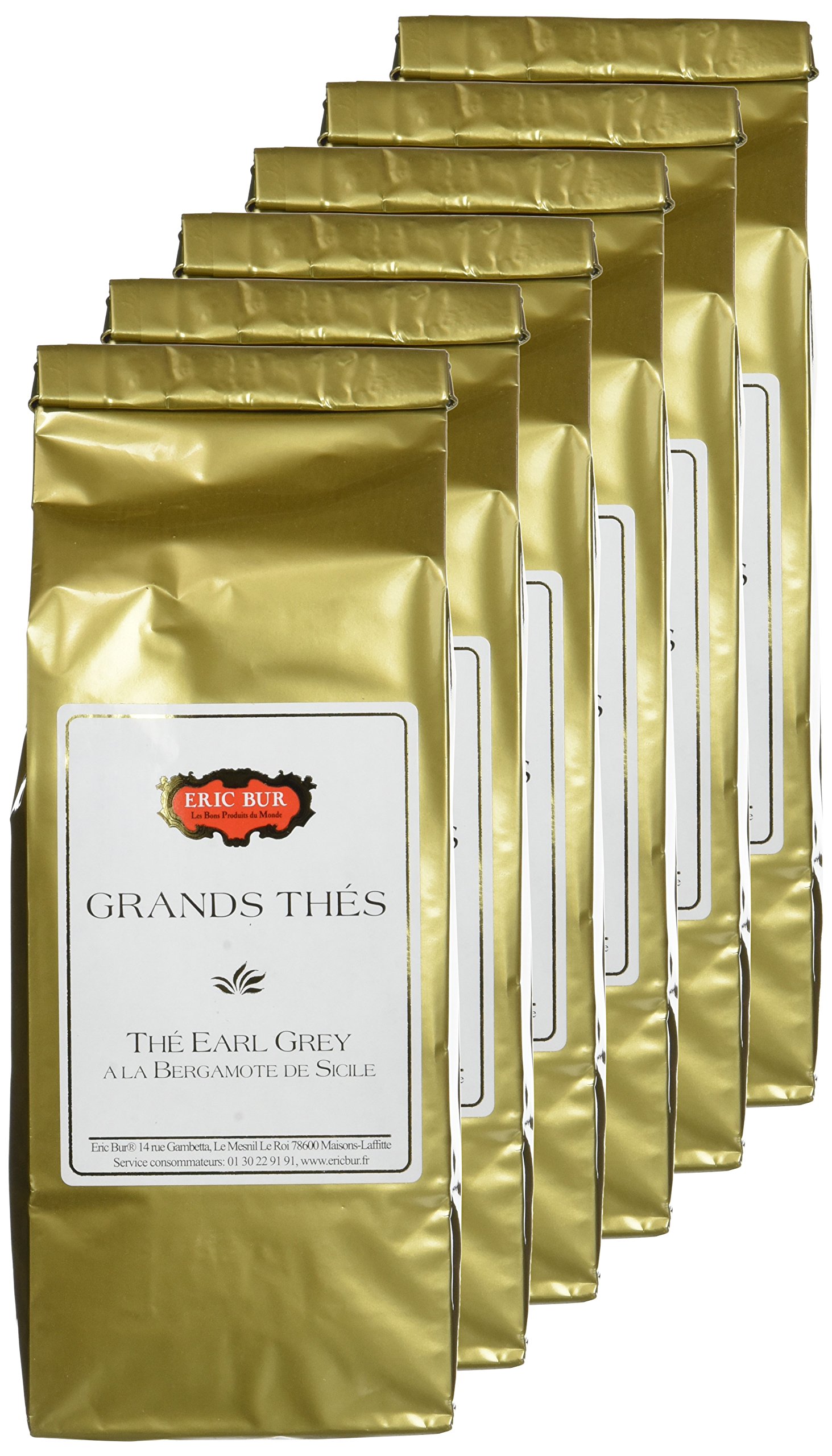 ERIC BUR Thé Earl Grey à la Bergamote de Sicile 100 g - Lot de 6