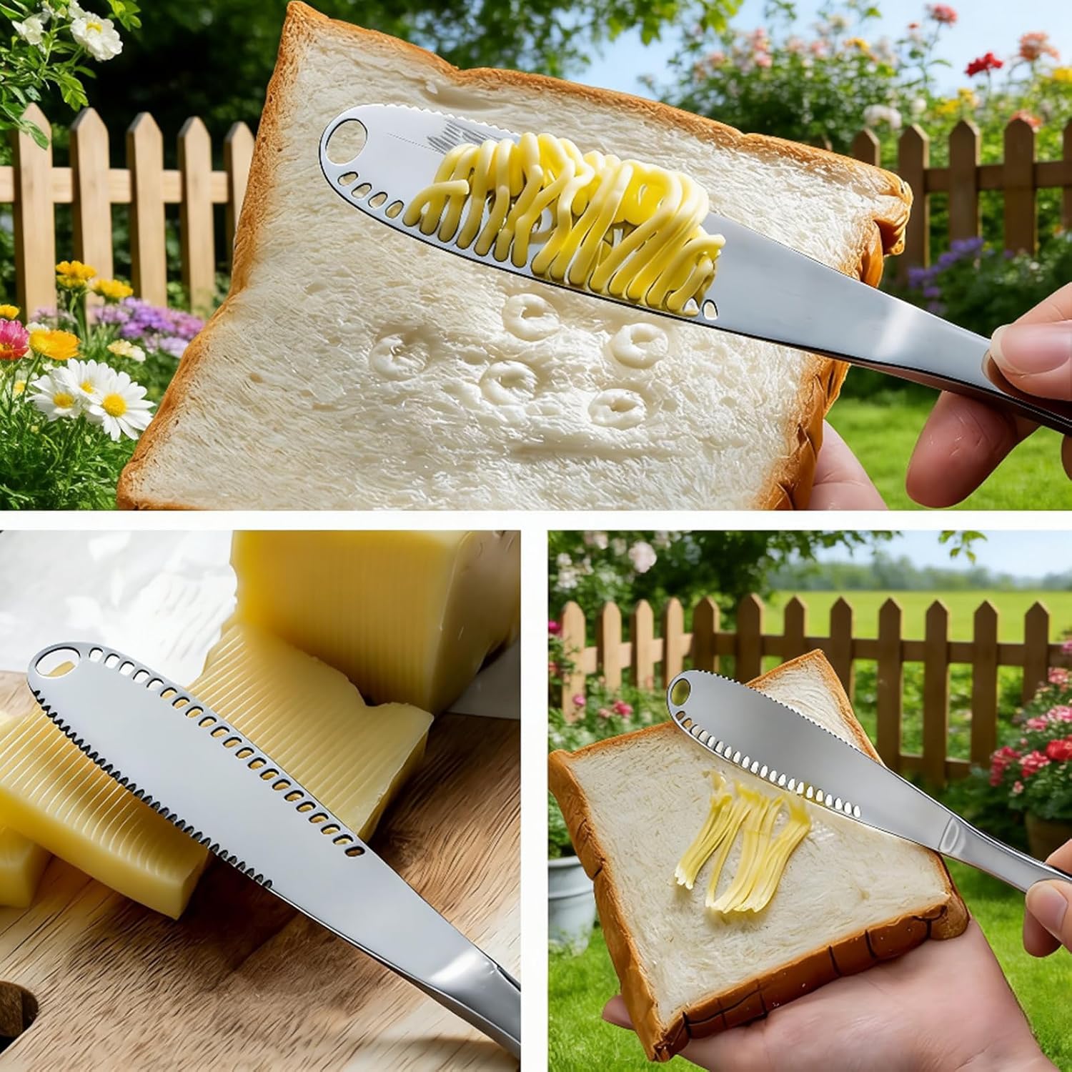 2-Pack Stainless Steel Butter Knives with Holes – 3-in-1 Spreader