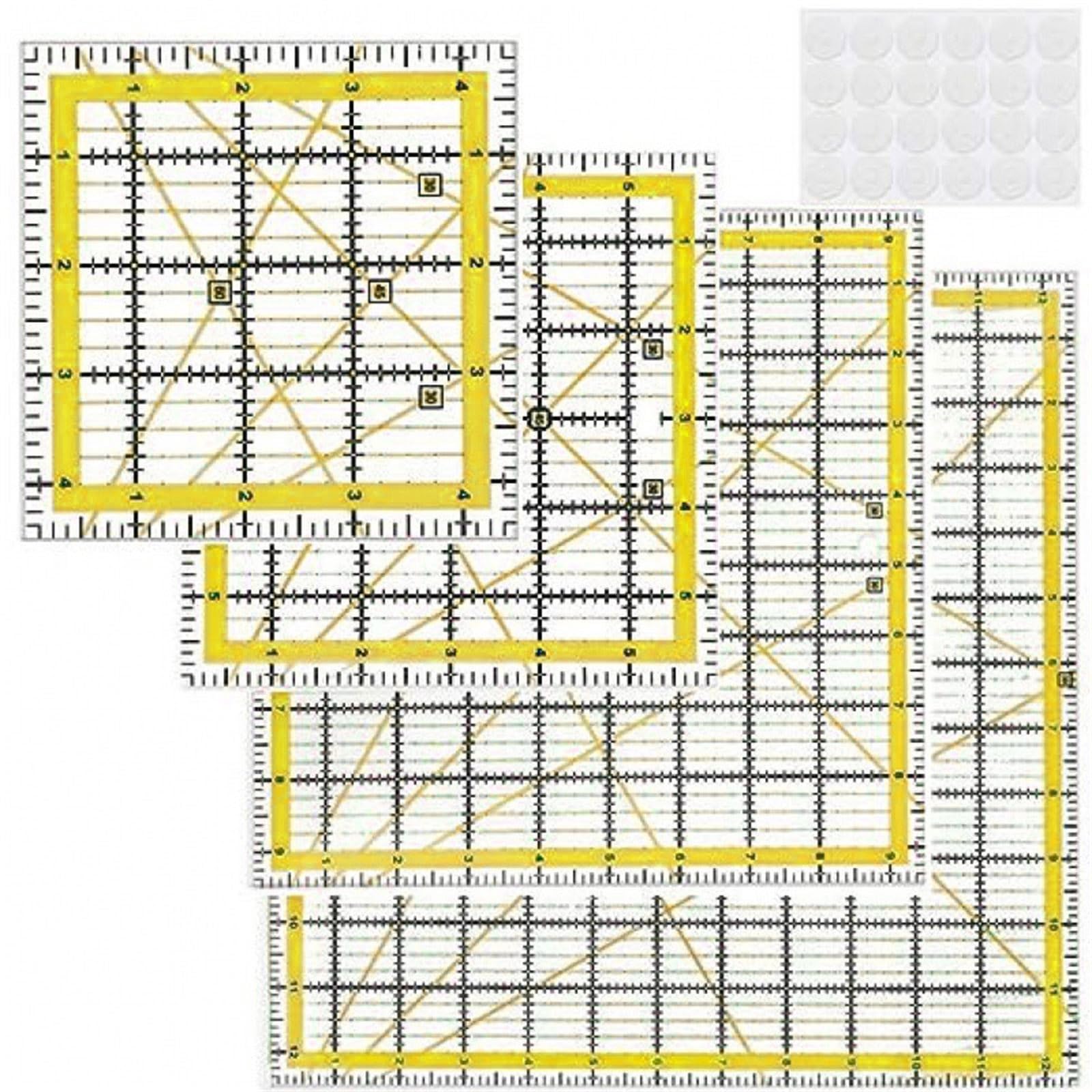 Tsophreniq Professional 4Pcs Acrylic Quilting Ruler Set Stitching Guides for Fabric Cutting, Dressmaking, Sewing Projects Portable Fabric Cutting Templates