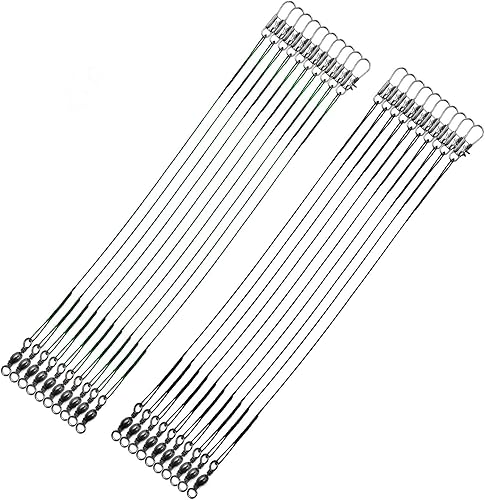 Líderes de pesca de acero inoxidable, línea líder de pesca con giratorios y clips para agua salada y agua dulce, 31 libras por pieza, 6 pulgadas, 7