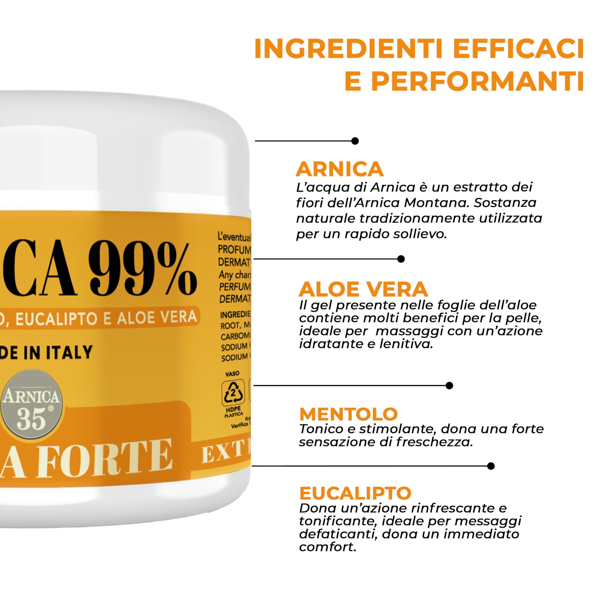 Arnica 35 - Arnica per Cavalli Uso Umano, Gel Extra Forte 99% Effetto Freddo, 500 ml, per Massaggio Cervicale, Muscolare e Articolare, con Mentolo, Eucalipto e Aloe Vera, Made in Italy