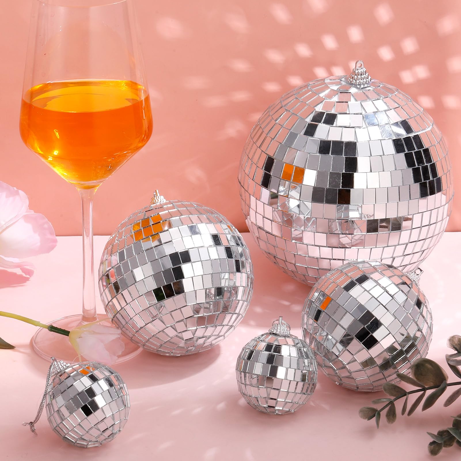 Juego de 12 bolas de discoteca grandes con espejo con anillo colgante para fiestas, bodas, bailes y festivales de música, decoración de club, escenario, decoración de DJ (1.97/3.15/3.94/5.9
