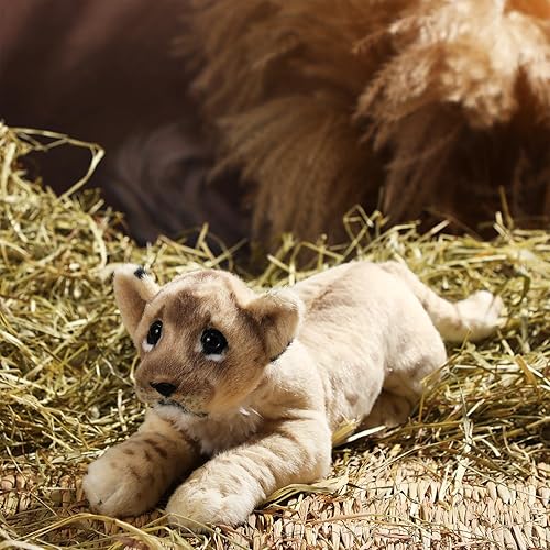 Miniatura 4 de RoundFunny Peluche de tigre de 15 pulgadas, juguete de peluche de tigre, leopardo, león, juguetes de peluche realistas, regalos de felpa de