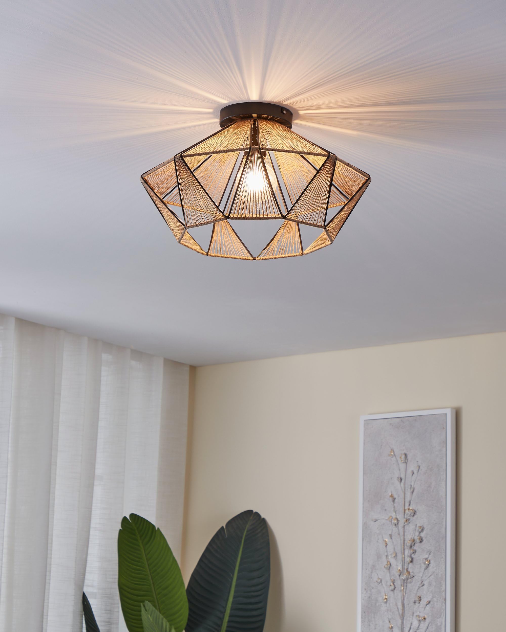 3-lichts plafondlamp Orlando - bruin met melkwit glas