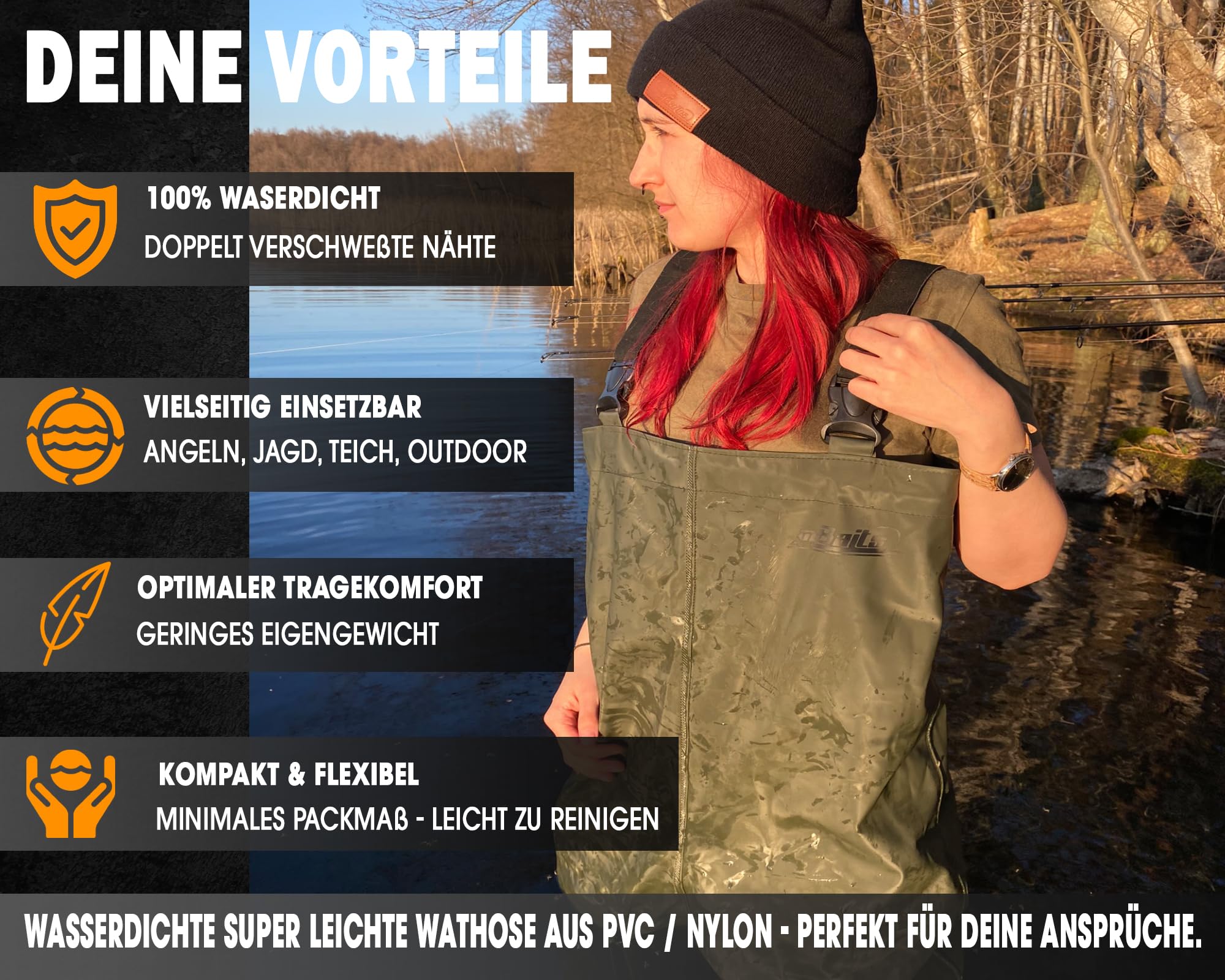 Angel-Berger Magic Baits Wathose Wader Watstiefel Watbekleidung PVC Nylon Wasserdicht Anglerhose