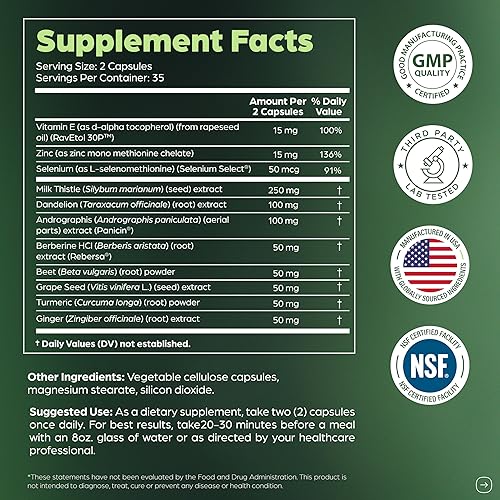 Miniatura 7 de Sandhu's Liver Renew Cleanse Detox, Repair & Support  70 cápsulas Suministro de 1 mes (paquete de 1)  Suplemento herbario  Raíz de diente de león de