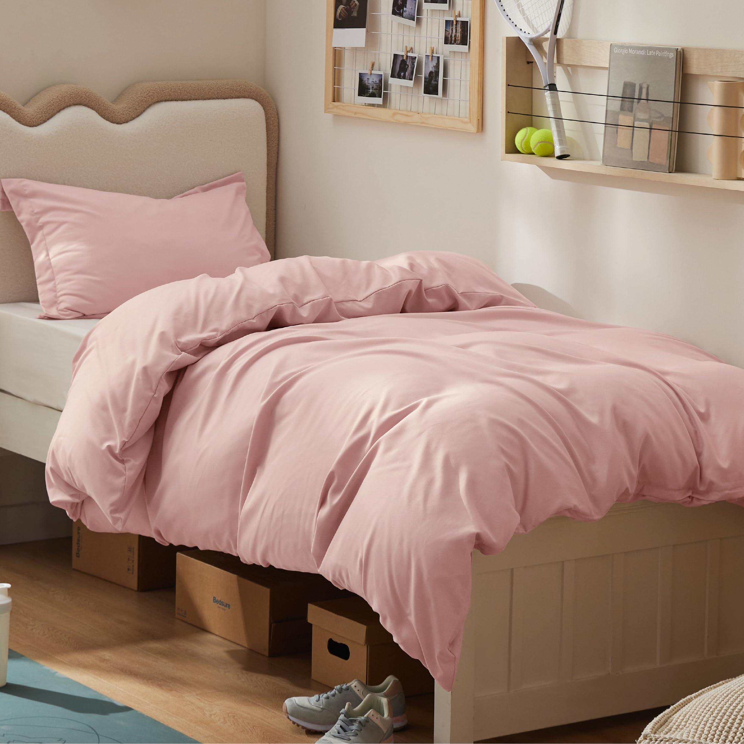 Bedsure Twin/Twin XL Duvet Cover, Soft Double Brushed Bedding Set, Pink | For Kids &amp; Adults, 68"x90" Comforter Cover, Hotel Luxury, All Season, Breathable, Easy Care, Lightweight, Zipper Closure