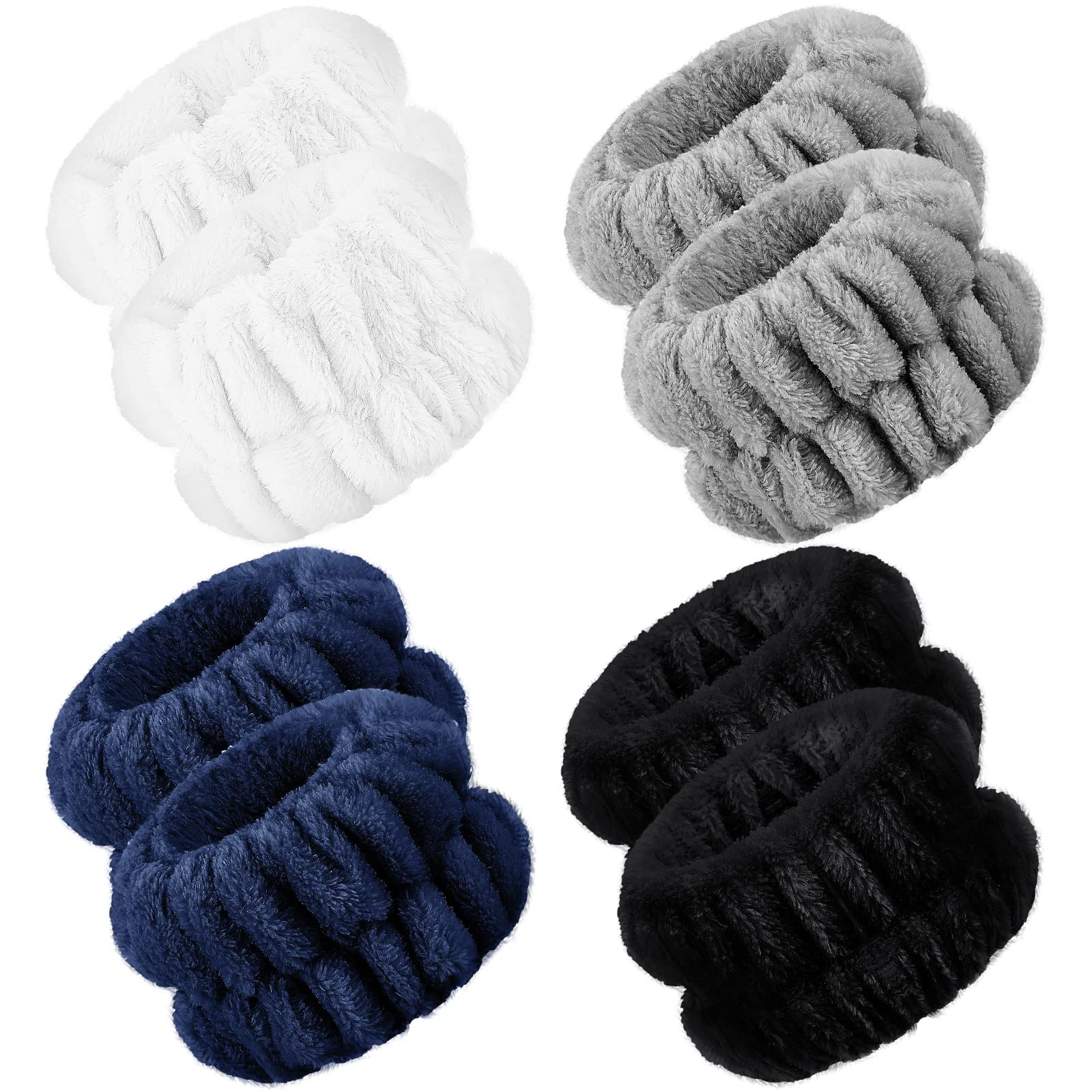 Chuangdi 4 Pairs Wrist Bands for Washing Face Wrist Spa Microfiber Wash Towel Band Scrunchies Absorbent Wristbands Sweatband for Women Prevent Liquid from Spilling(Dark Colors) — image 1