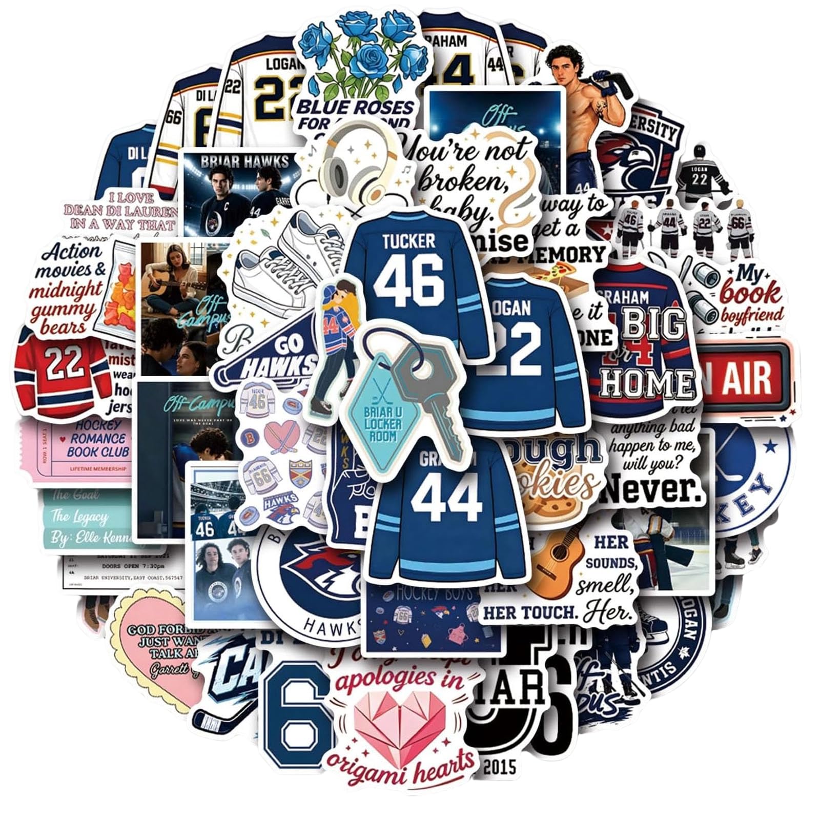 54PC Off Campus Stickers Hockey Theme Briar U Stickers Character Graham Wells Poster Picture Min Sticker Waterproof Vinyl Decals Off Campus Merch for Fans