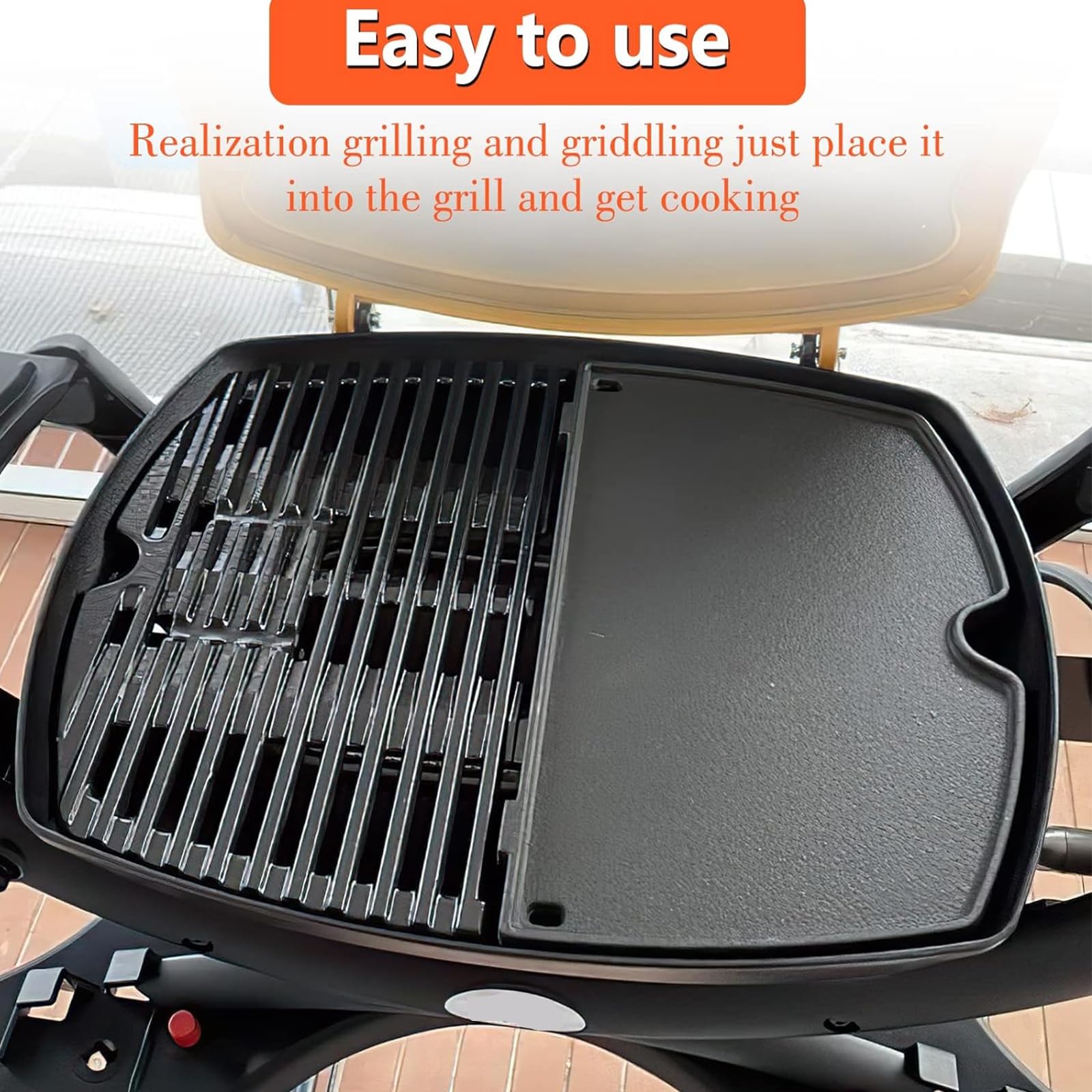6558 Gietijzeren grillplaat voor Weber Q100, Q120, Q1000, Q1200, Q140, Q1400 Series gasbarbecue modellen, 32 x 22 cm braadpan, grillrooster voor Weber gasbarbecues, reserveonderdelen