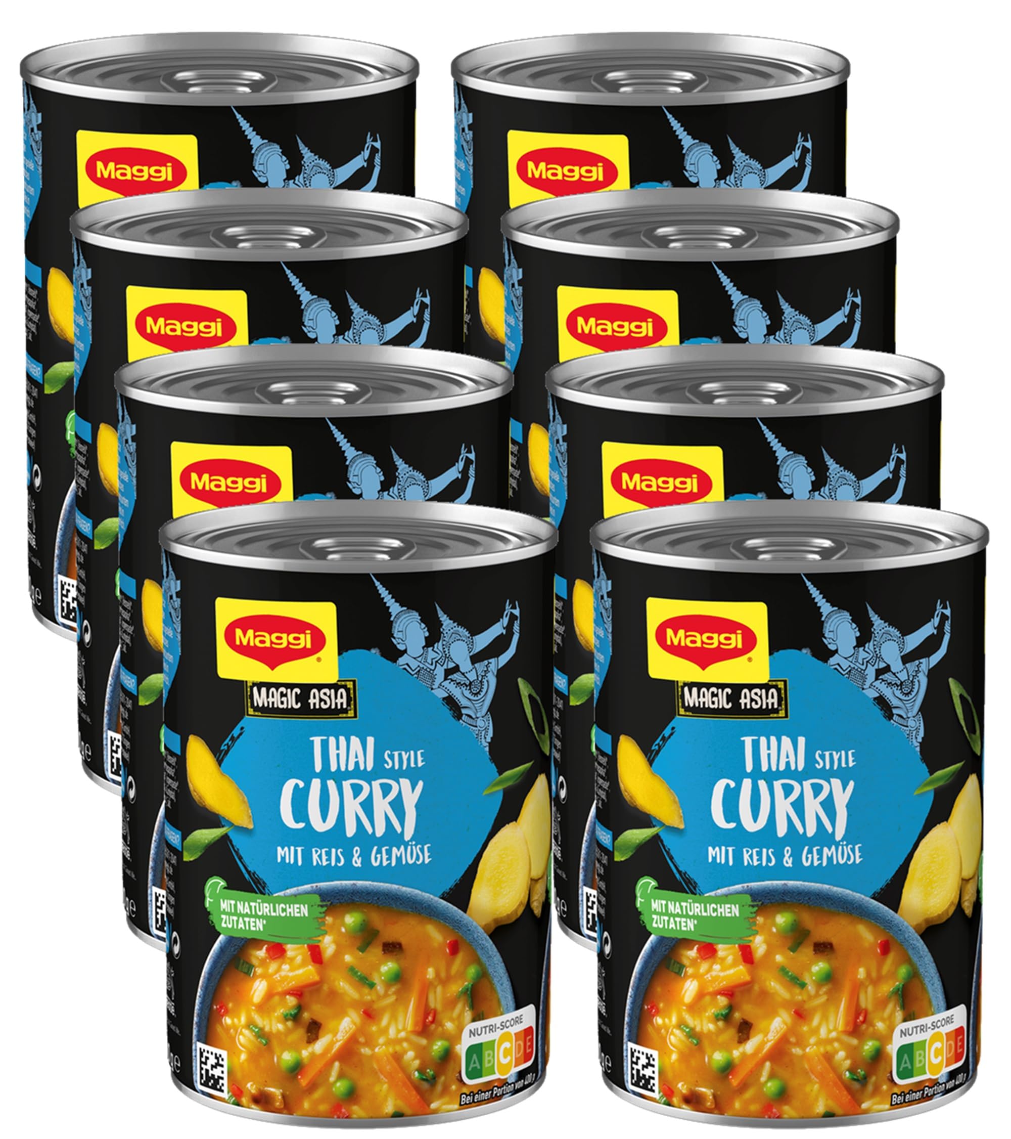 MAGGI Magic Asia Thai Style Curry, leckeres veganes Fertiggericht mit Reis & Gemüse, 10er Pack (10 x 400g)