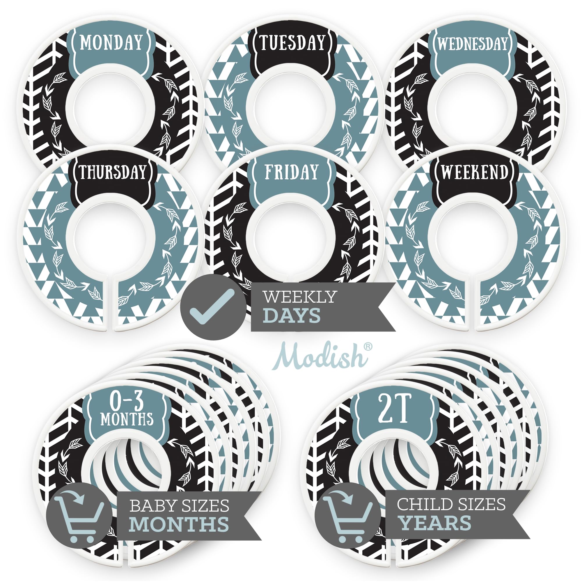 Days Of The Week Closet Dividers - Girls Clothing Organizers For Closet Rods