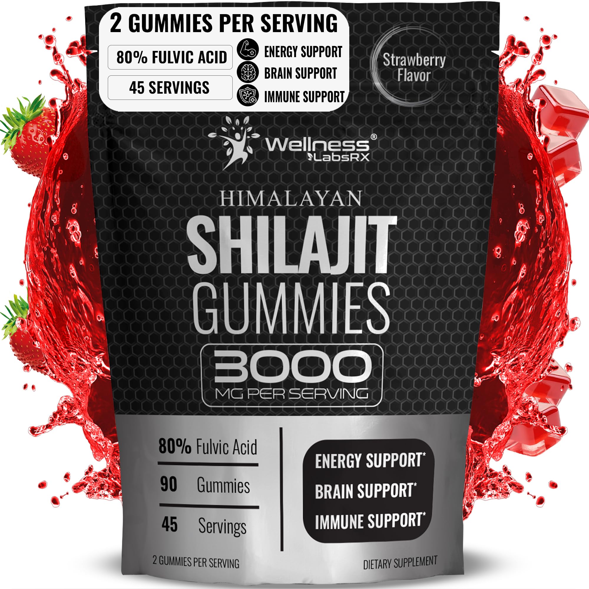 Himalayan Shilajit Gummies 3000mg for Men and Women, 90 Count