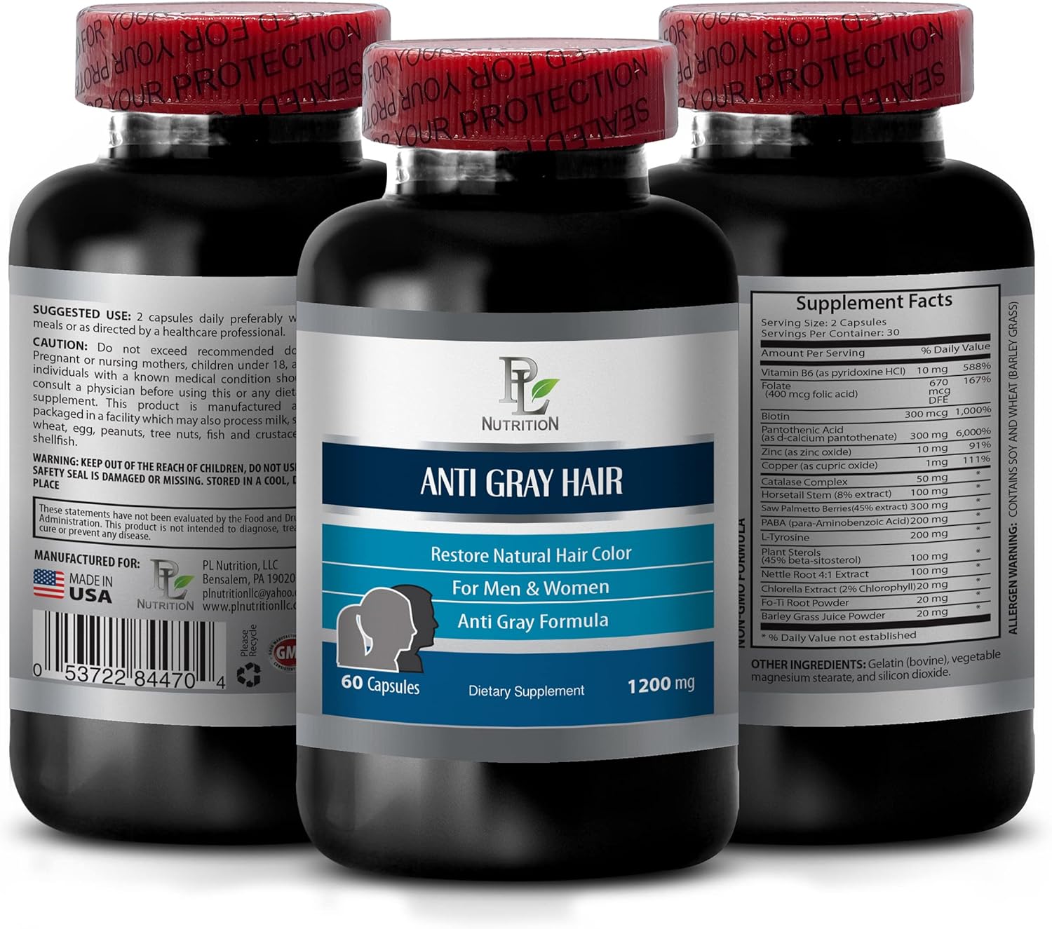 Gray hair remover ANTI GRAY HAIR NATURAL COMPLEX 1200mg