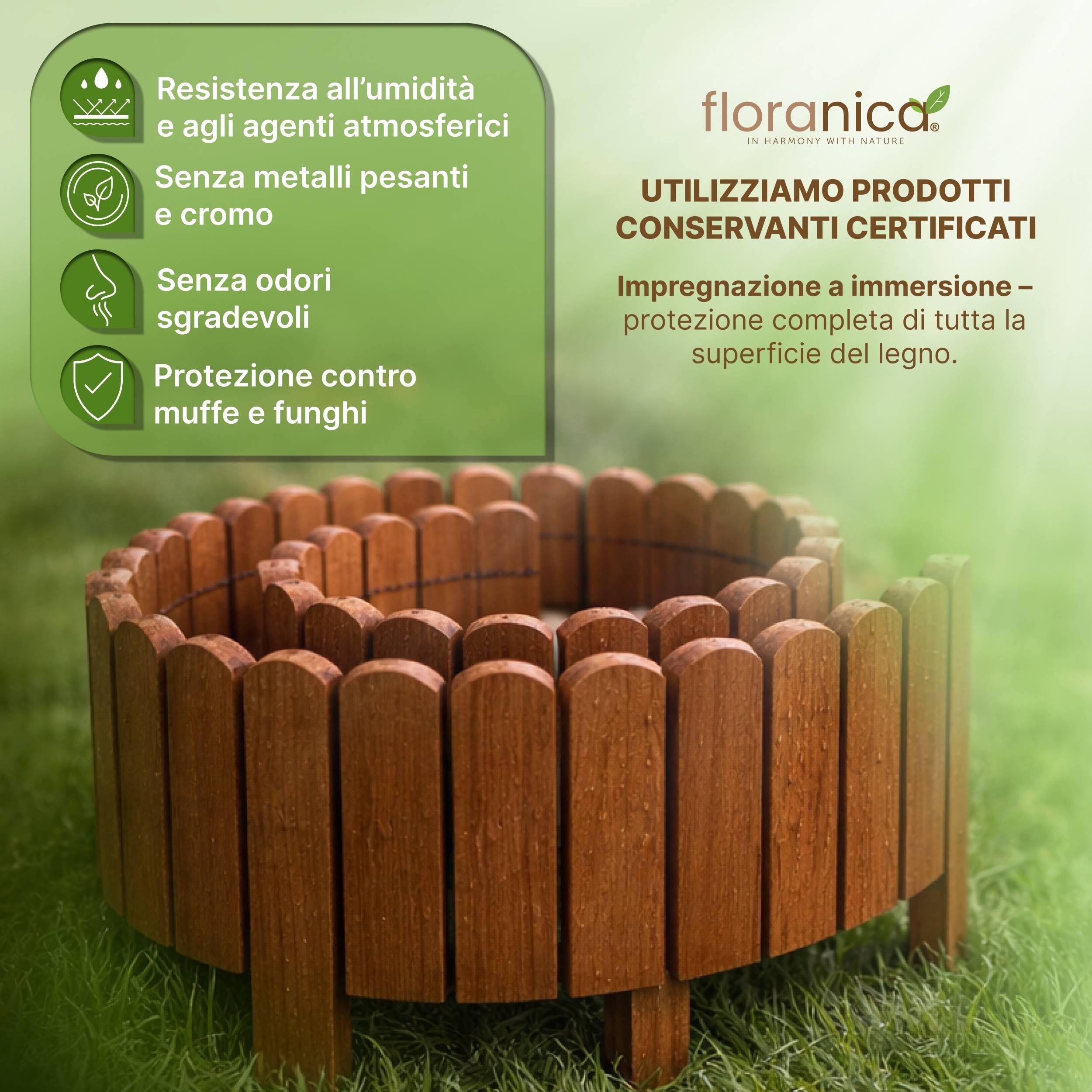 Floranica Bordo Giardino Flessibile 30 x 200 cm Marrone scuro Bordi Aiuole Legno Rollborder Bordura per Giardino Palizzata