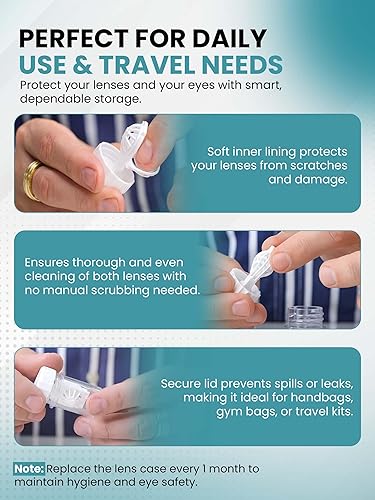 Miniatura 7 de Sports Vision - Estuches para lentes de contacto tipo barril, 10 piezas, fabricadas en el Reino Unido para lentes de contacto multiusos, no para