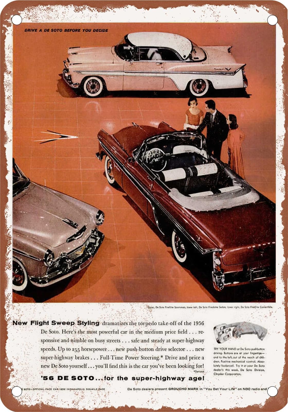 Miaomansenstore Metal Sign - 1956 Desoto Vintage Ad 03 - Old Retro Rusty Look Home Decor