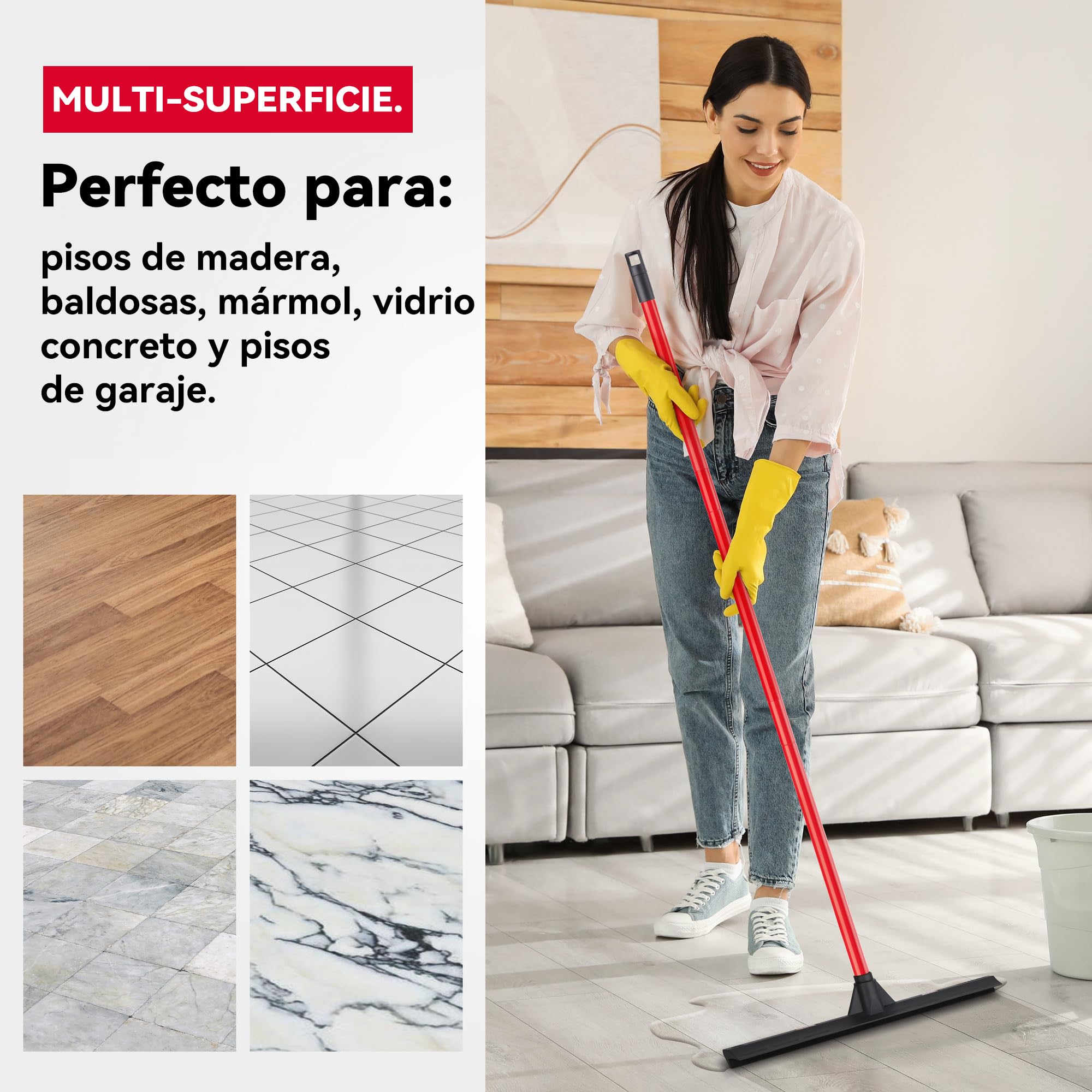 Tyroler Empujar y Tirar Escobilla de Goma | Cabezal de 100% Goma de 44 cm | Mango de 140 cm | Escoba de Goma para Suelo | Haragan para Suelos Exterior | Aragan para Suelos | Araganes para el Suelo