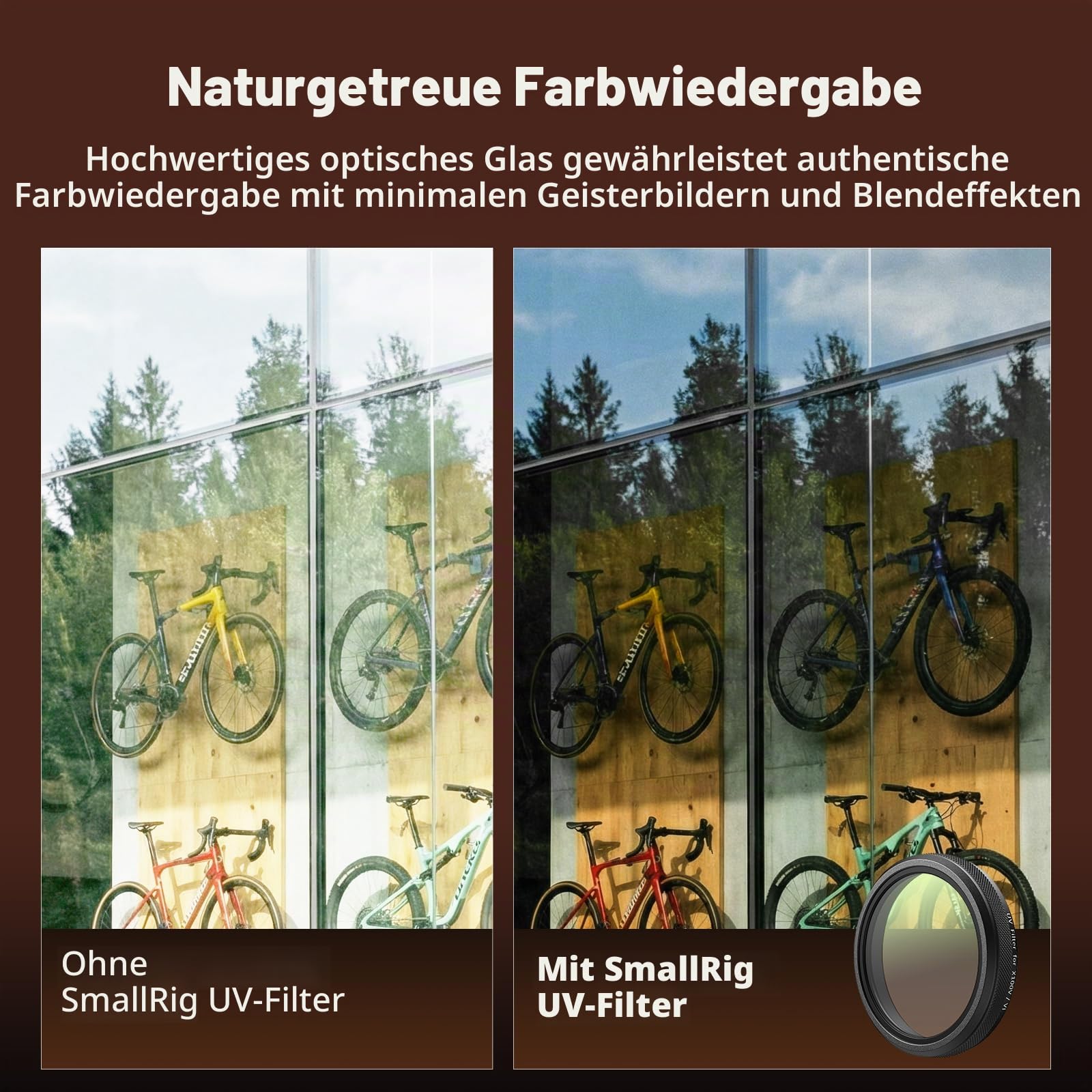 SMALLRIG UV-Filter für FUJIFILM X100VI / X100V, 99% Lichtdurchlässigkeit, optische Glaslinse, wasserdicht und Kratzfest, Leichter Aluminiumrahmen, Objektivschutzfilter, Reinigungstuch (Schwarz)-5852