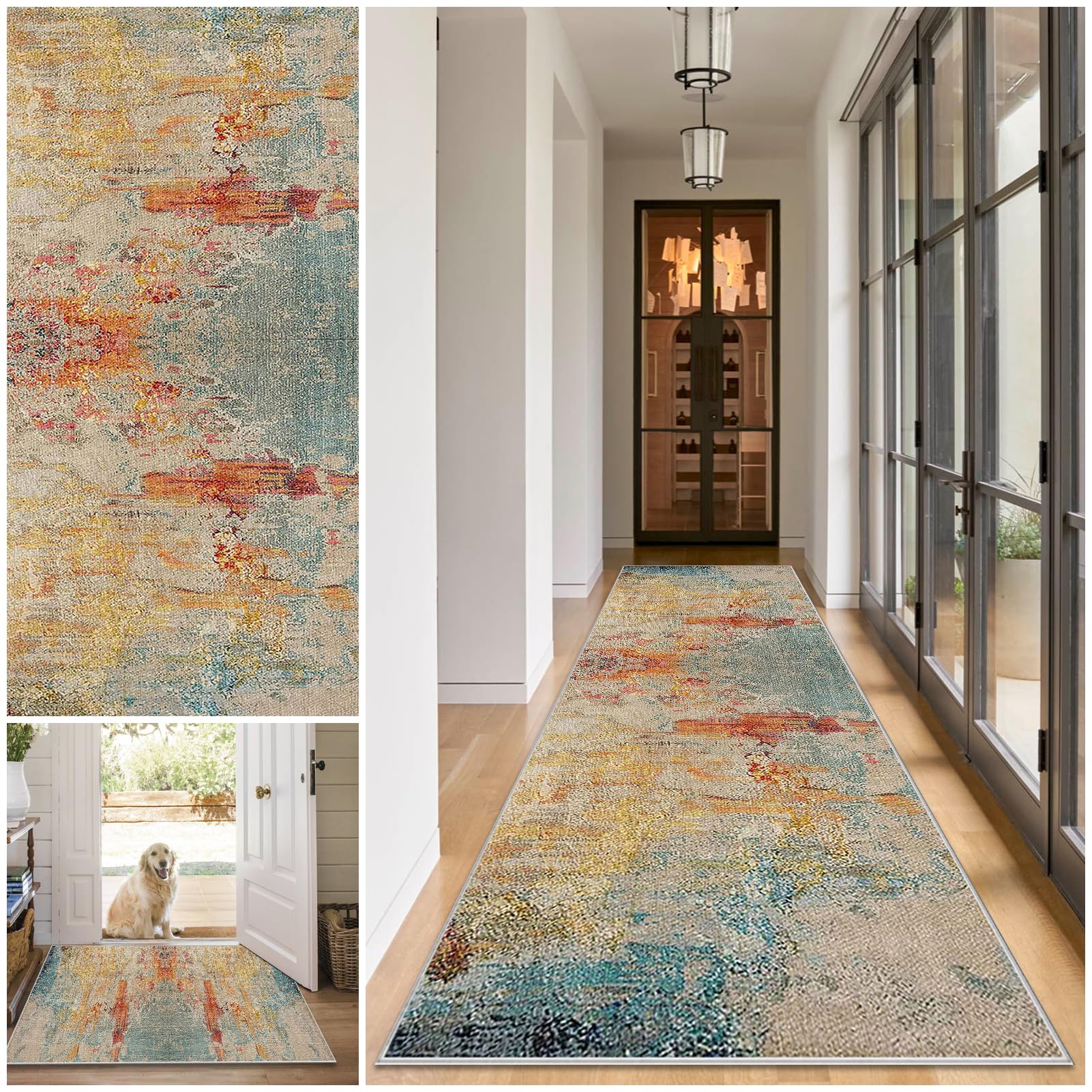 Paillasson tapis d'entrée intérieur lavable et anti-glisse 100x260 cm