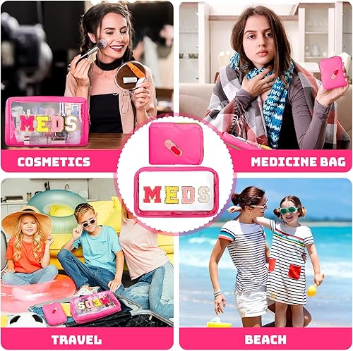 Miniatura 6 de Hillban 2 bolsas de regalo para medicina de Navidad, de chenilla, de nailon transparente, portátil, para viajes, PVC, transparente, mini bolsa de