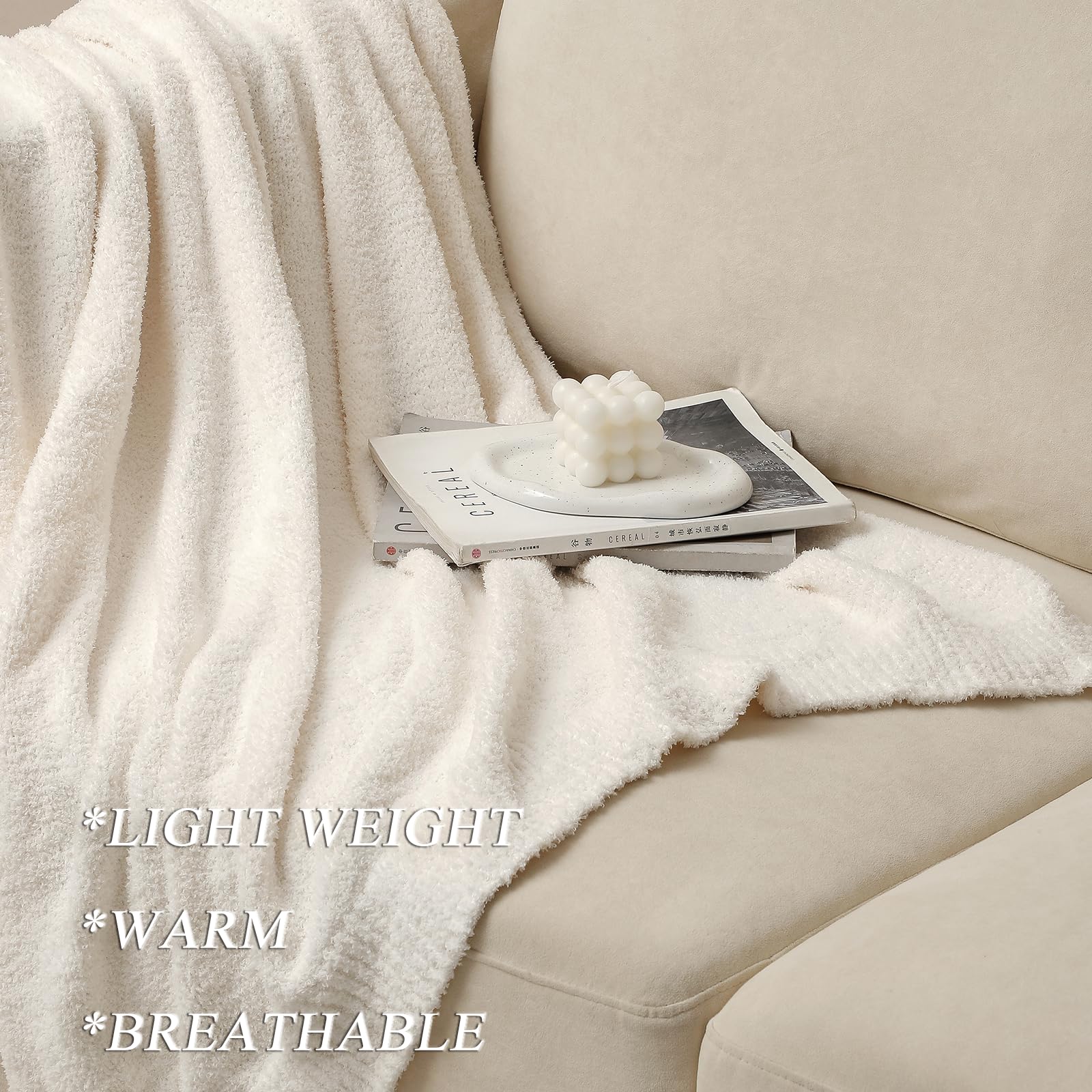 bearberry Super Soft Fluffy Throw Blanket Lightweight Cozy Warm Throw Blankets for Couch Bed Sofa All Season(Cream, 50”x60”) - Image 4
